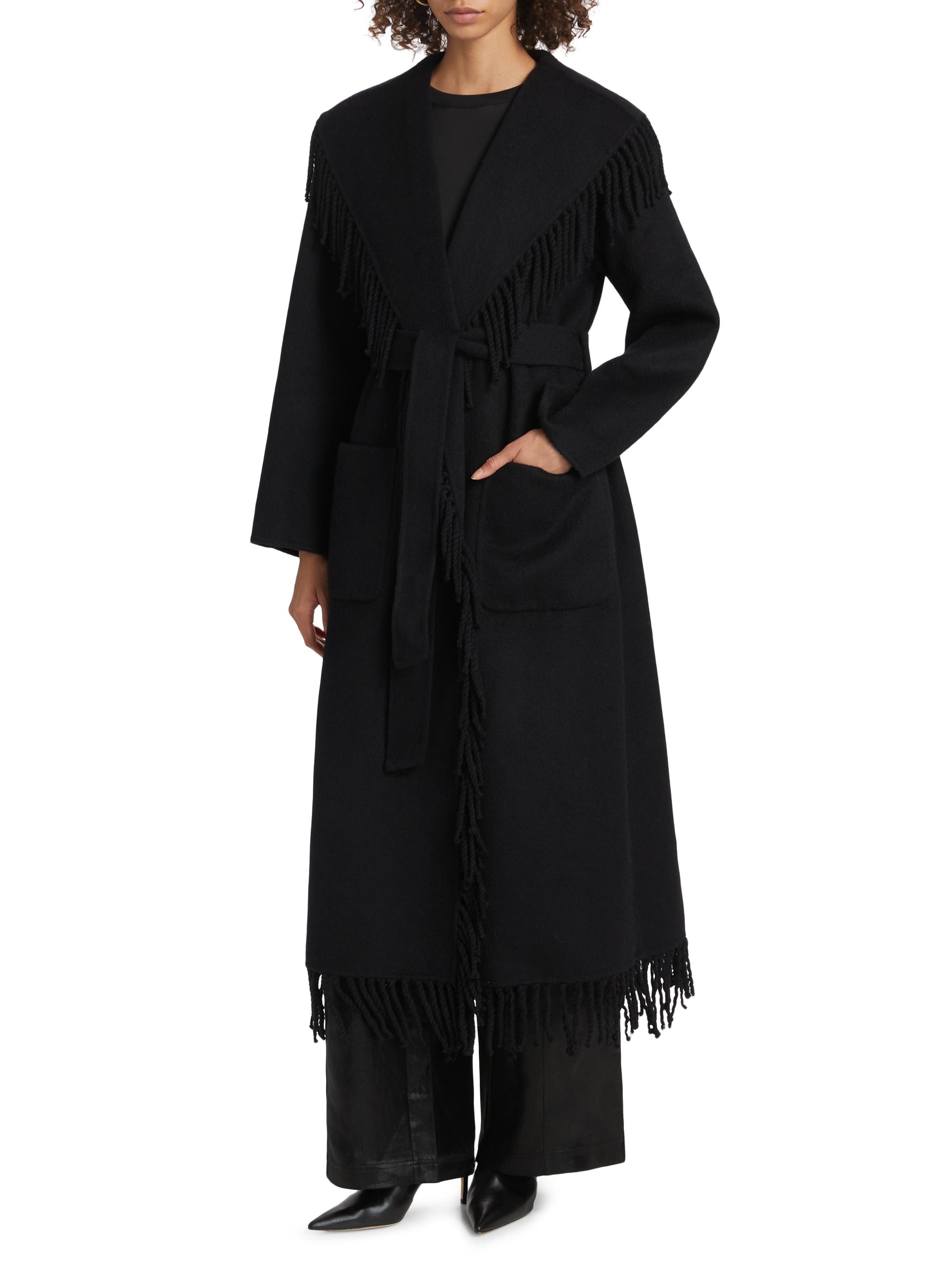 SIMKHAI Carrie Fringed Wool-Blend Coat | Saks Fifth Avenue