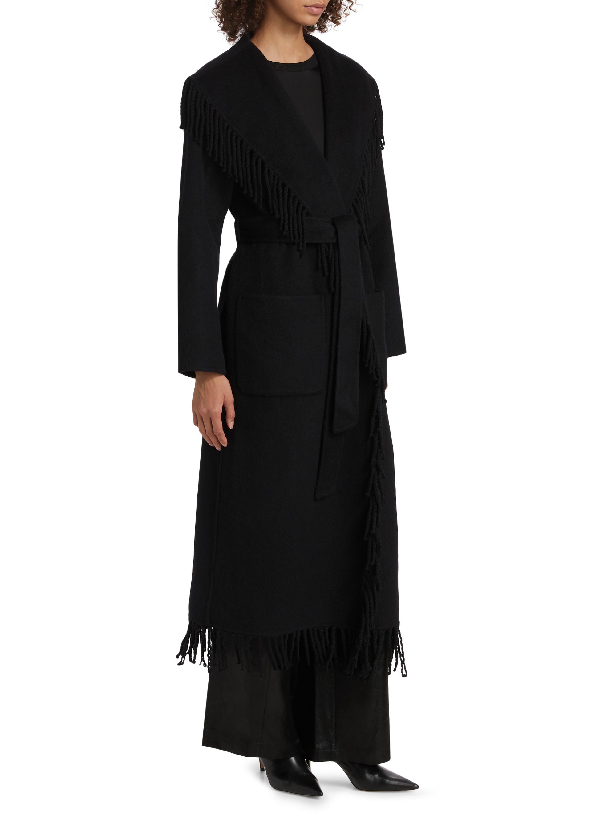 SIMKHAI Carrie Fringed Wool-Blend Coat | Saks Fifth Avenue