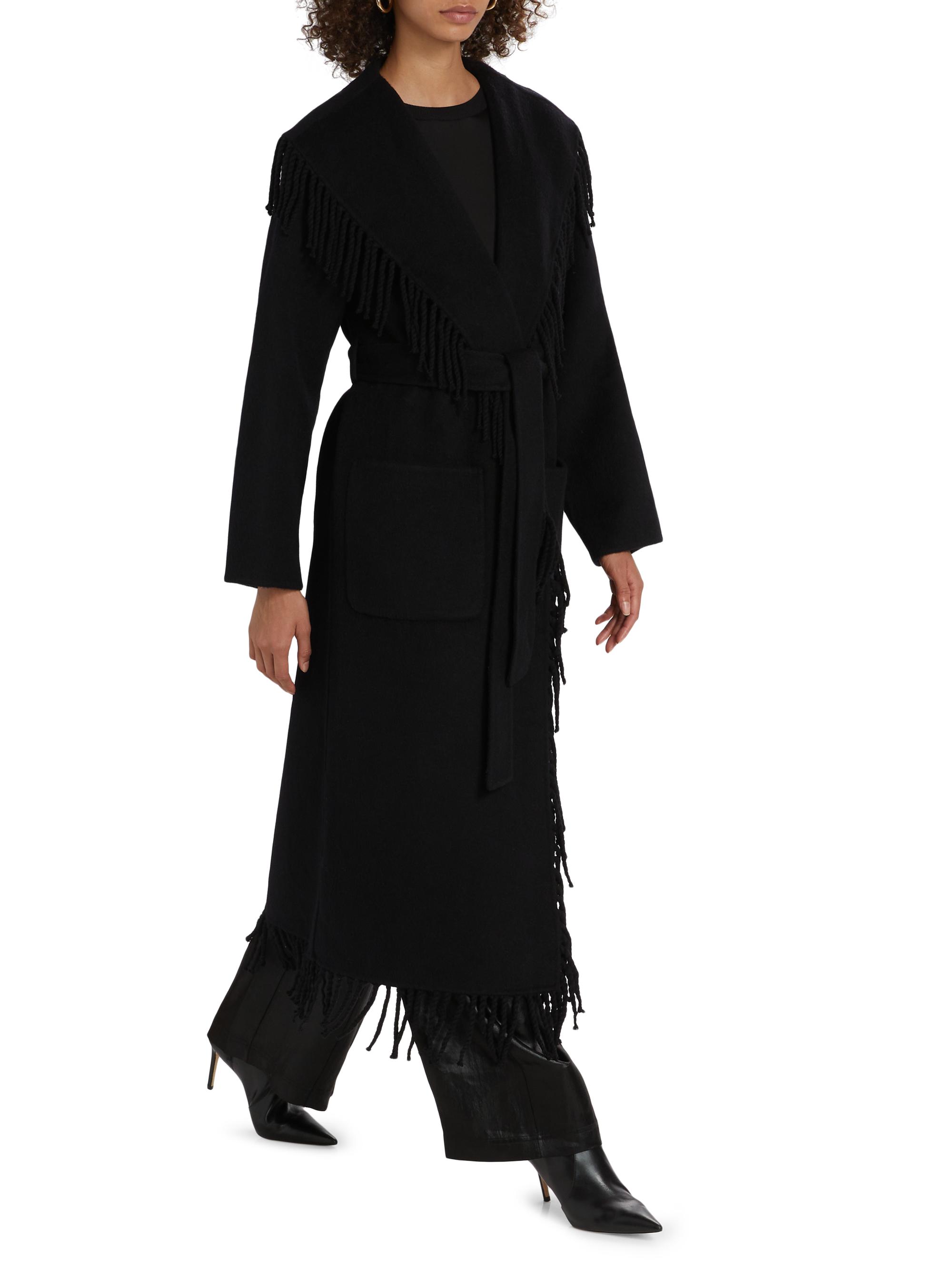 SIMKHAI Carrie Fringed Wool-Blend Coat | Saks Fifth Avenue