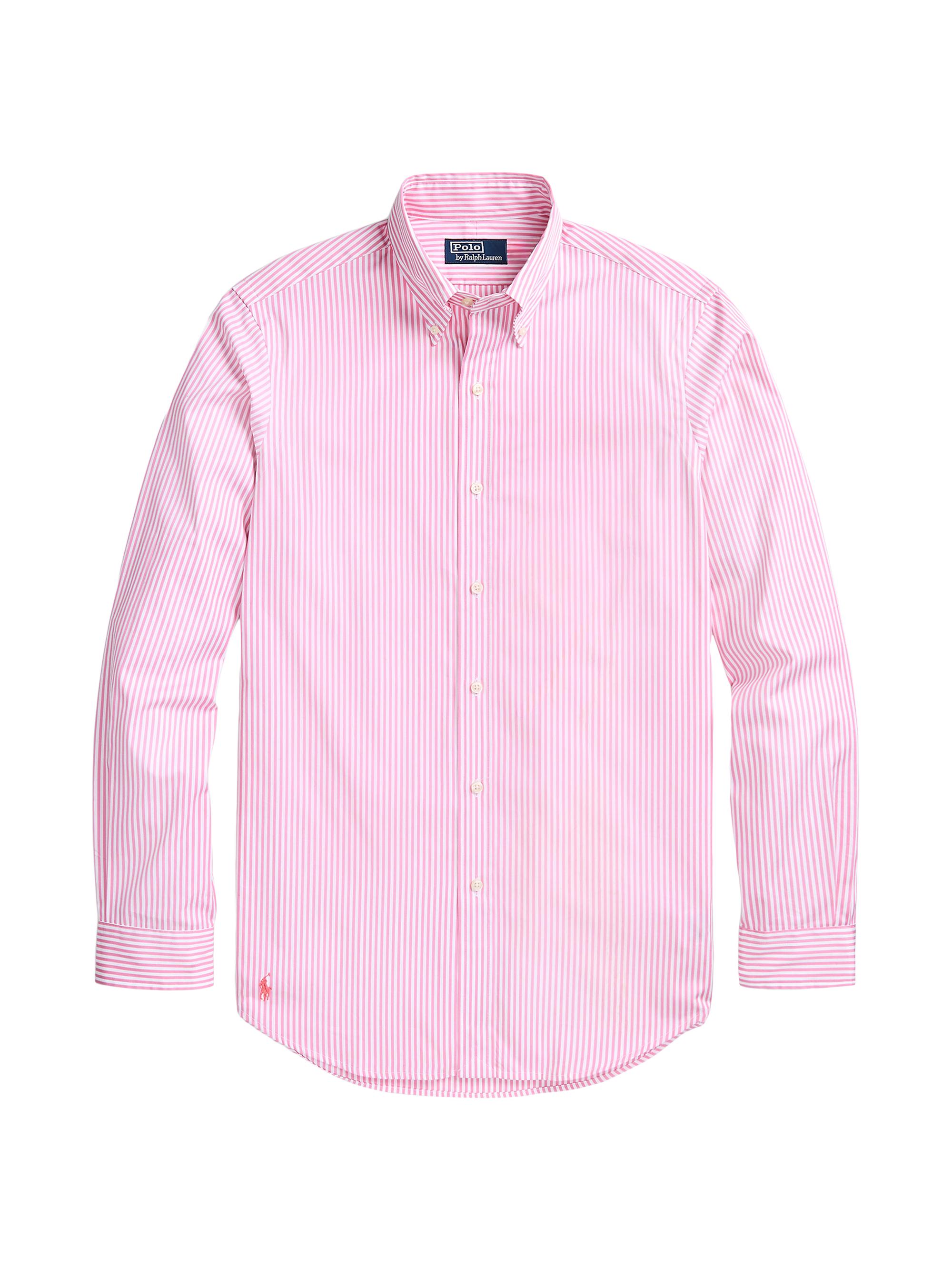 Polo Ralph Lauren Men's Striped Poplin Button-Down Shirt - White Beach Pink