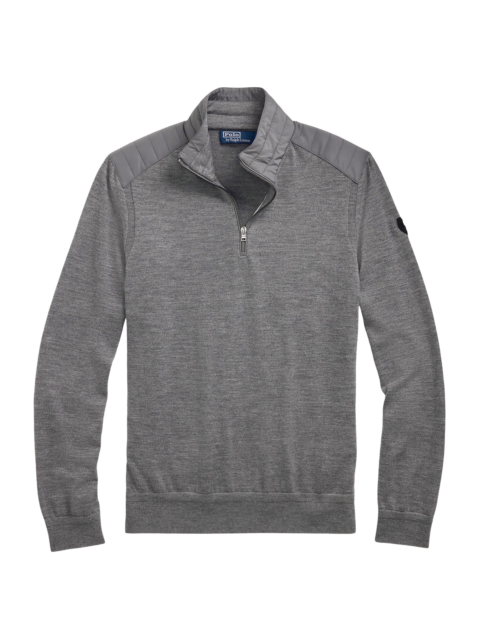 Polo Ralph Lauren Men's Hybrid Wool Quarter-Zip Sweater - Medium Grey Heather