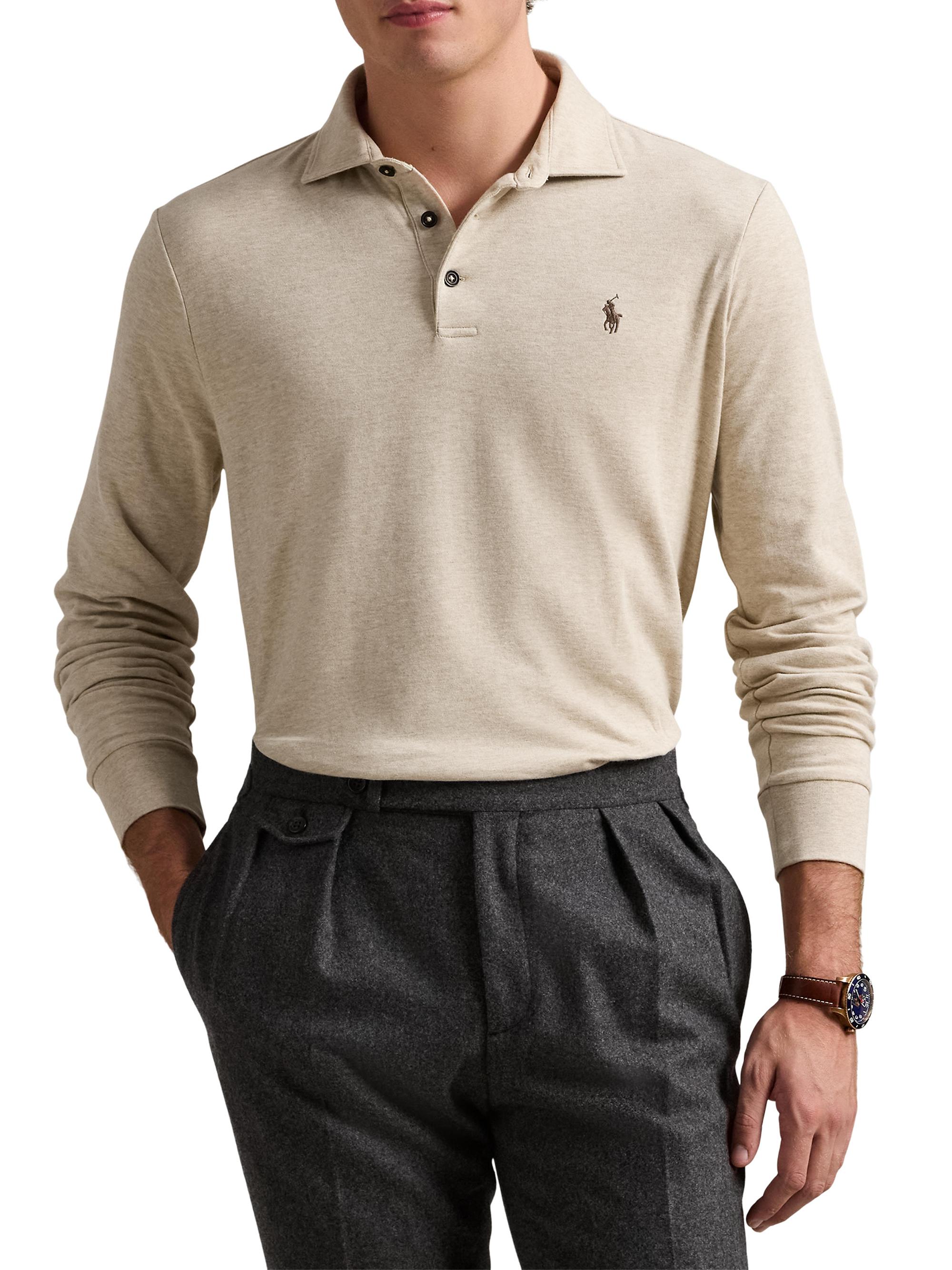 Polo Ralph Lauren Double-Knit Jersey Long-Sleeve Polo Shirt | Saks