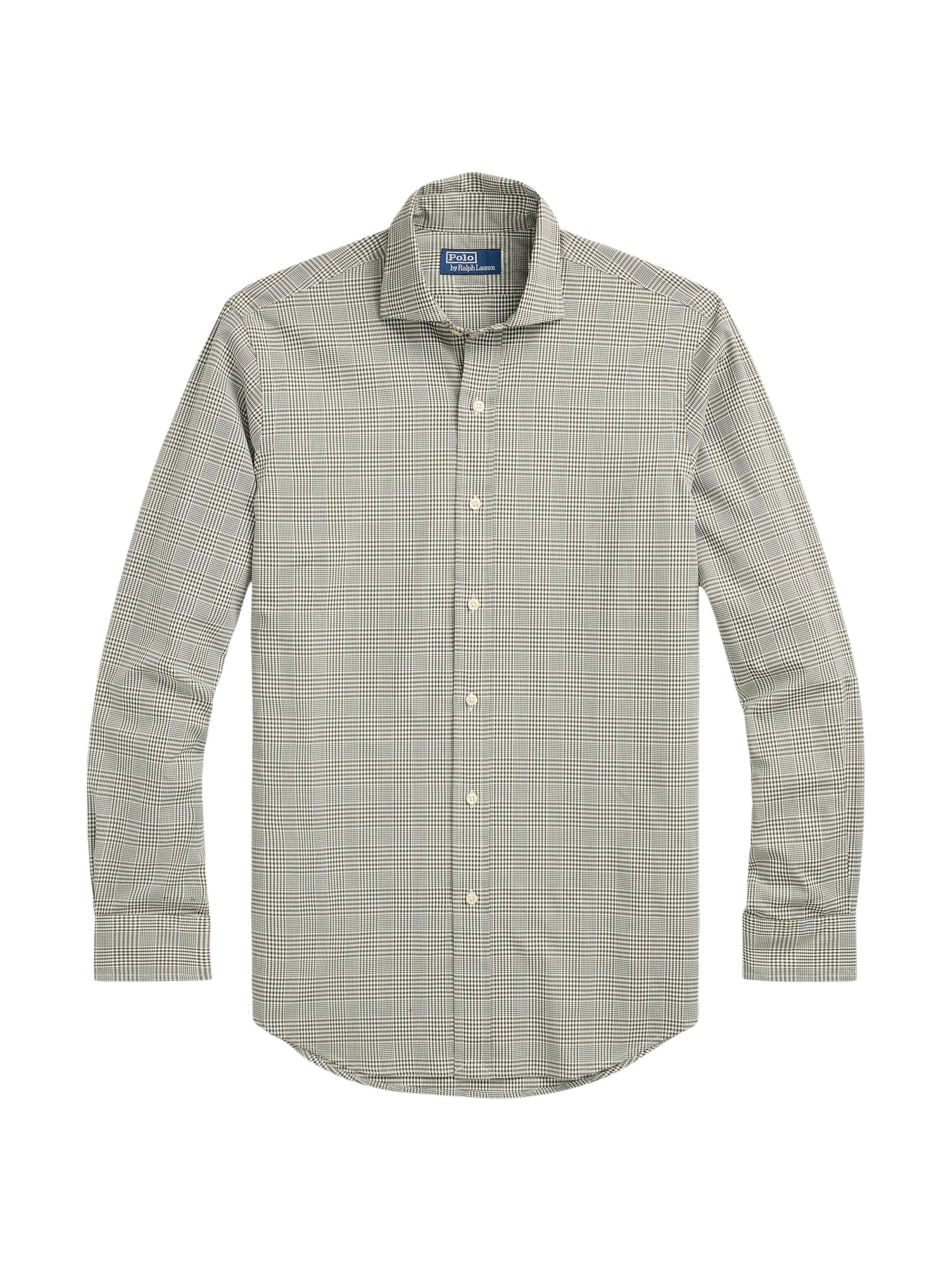 Polo Ralph Lauren Men's Glen Plaid Cotton Poplin Sport Shirt - New Olive White