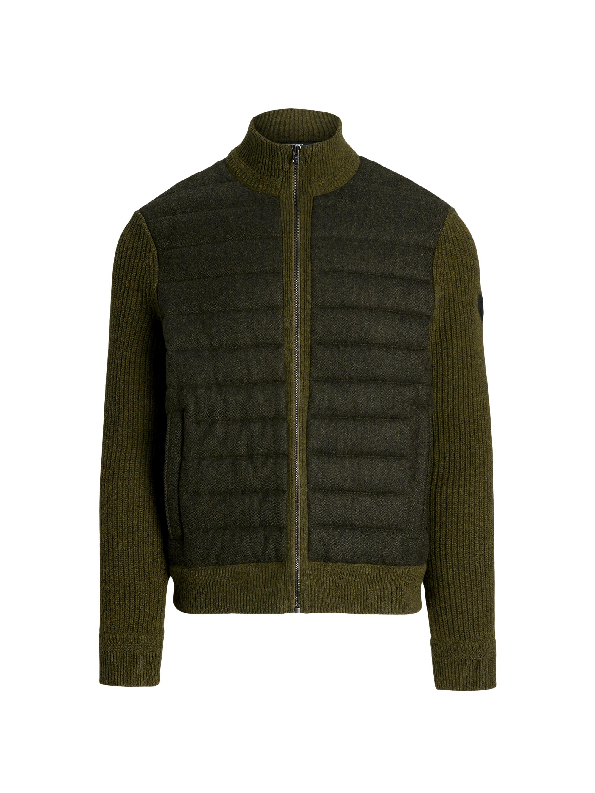 Polo Ralph Lauren Men's Hybrid Wool-Cashmere Zip Sweater - Olive Combo