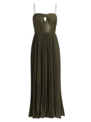 Shop Amur Linda Faux-Leather Maxi-Dress | Saks Fifth Avenue