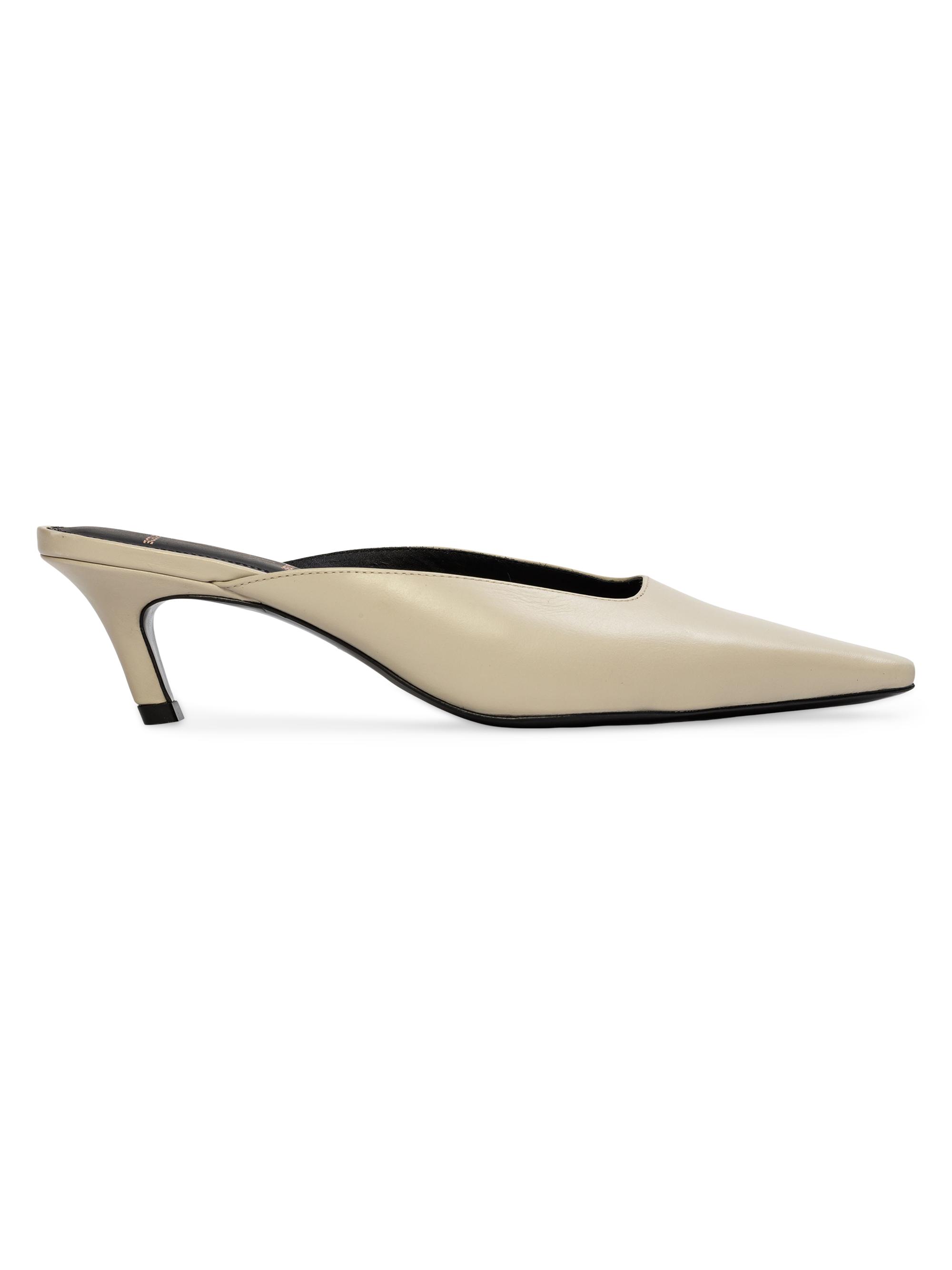 Black Suede Studio Women's Logan 50MM Nappa Kitten Heel Mules - Beige