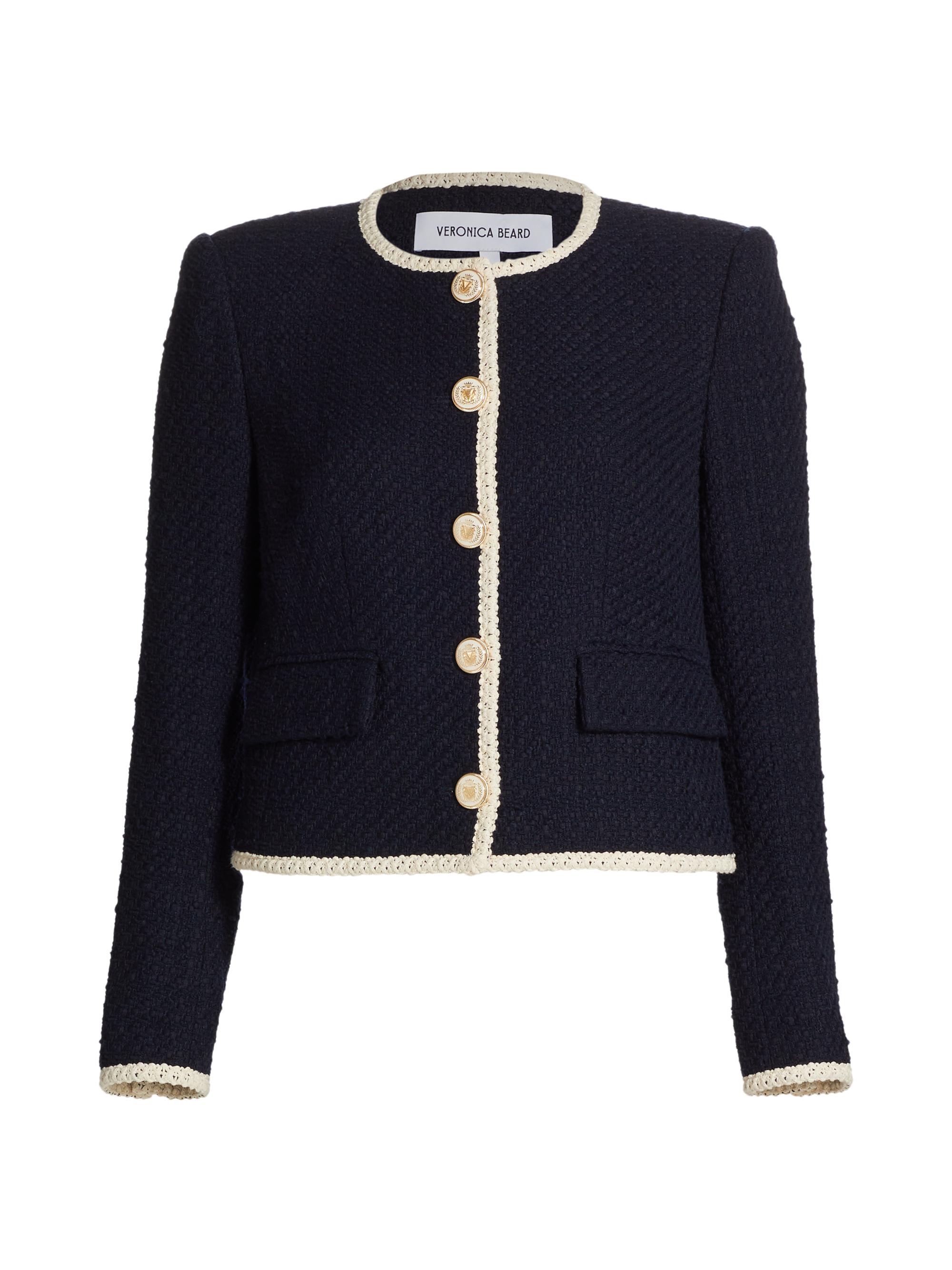 Veronica Beard Women's Mabel Tweed Button-Up Jacket - Navy