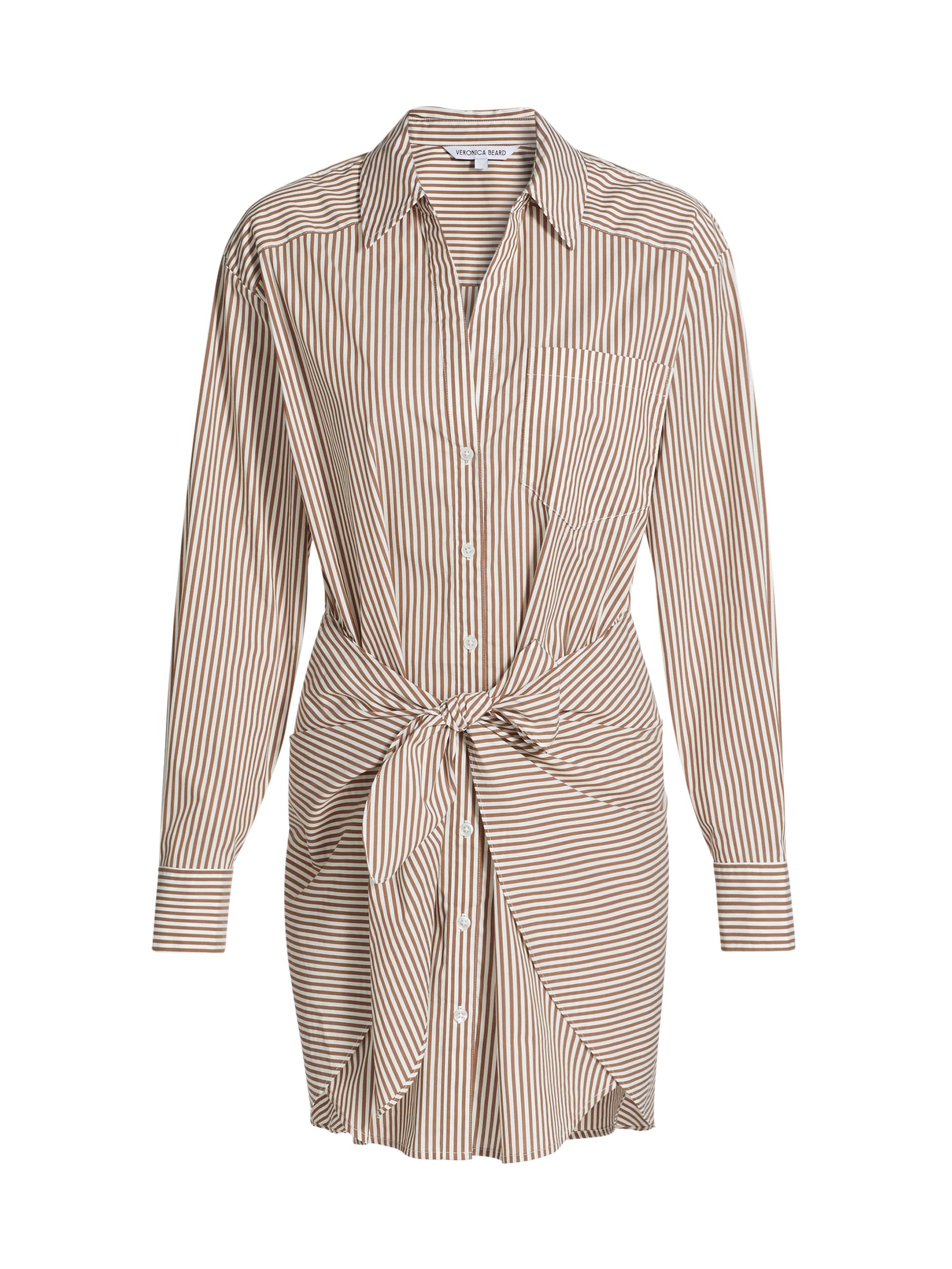 Veronica Beard Women's Roanoke Striped Tie-Waist Mini-Shirtdress - Deep Ochre White