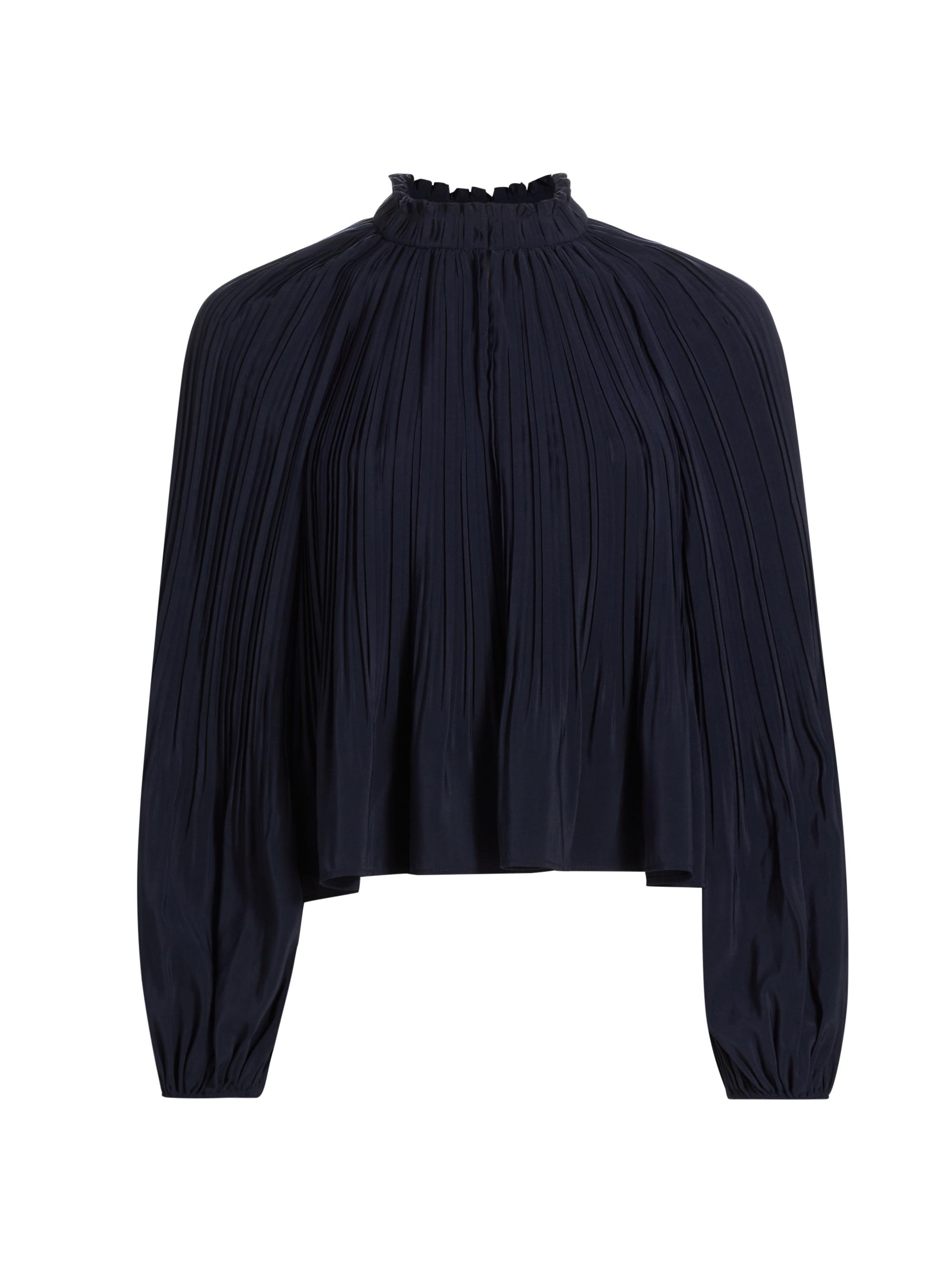 Veronica Beard Women's Walker Pleated Peasant Top - Navy