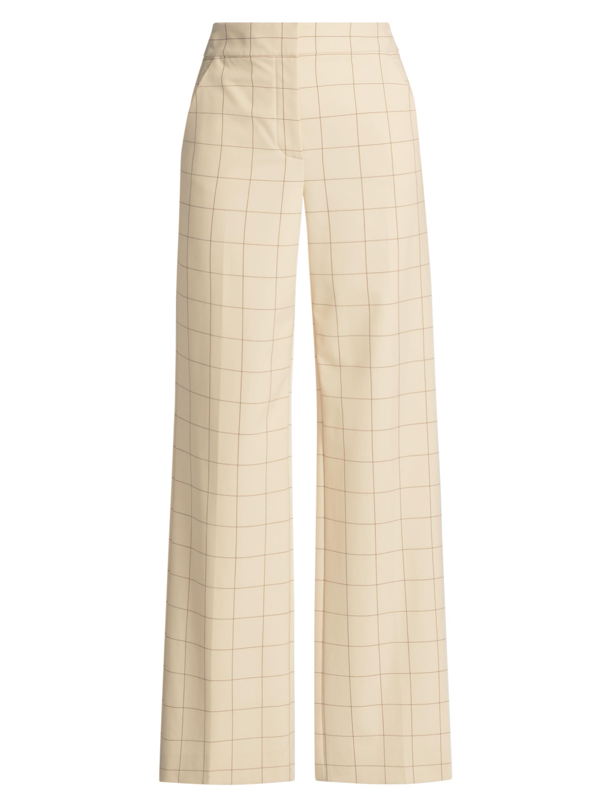 Veronica Beard Women's Tonelli Windowpane Wide-Leg Pants - Ecru Deep Ochre