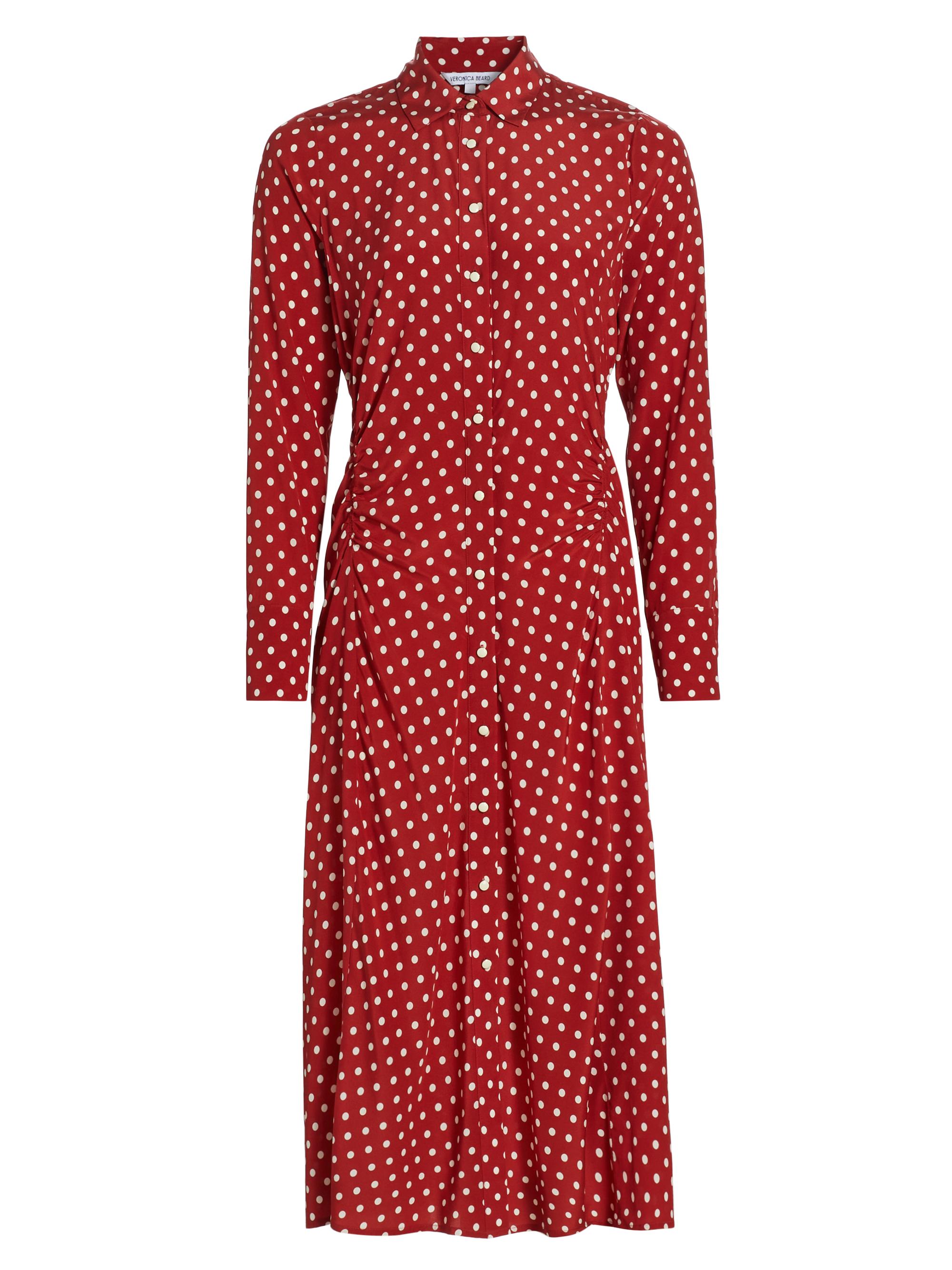 Veronica Beard Women's Lex Polka Dot Silk-Blend Midi-Shirtdress - Brick Red Ecru