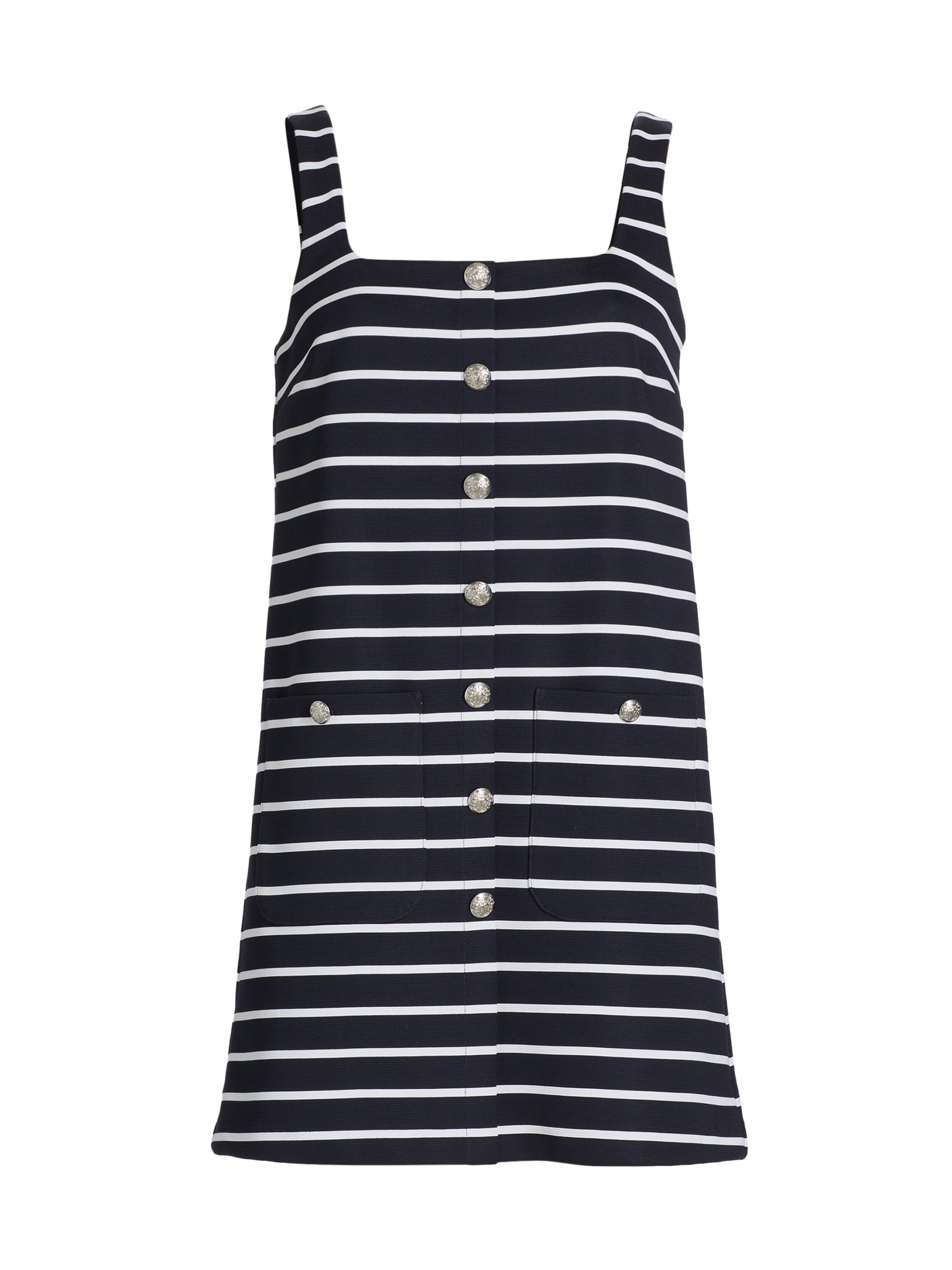 Veronica Beard Women's Tibbie Stripe Jersey Button-Up Minidress - Navy White