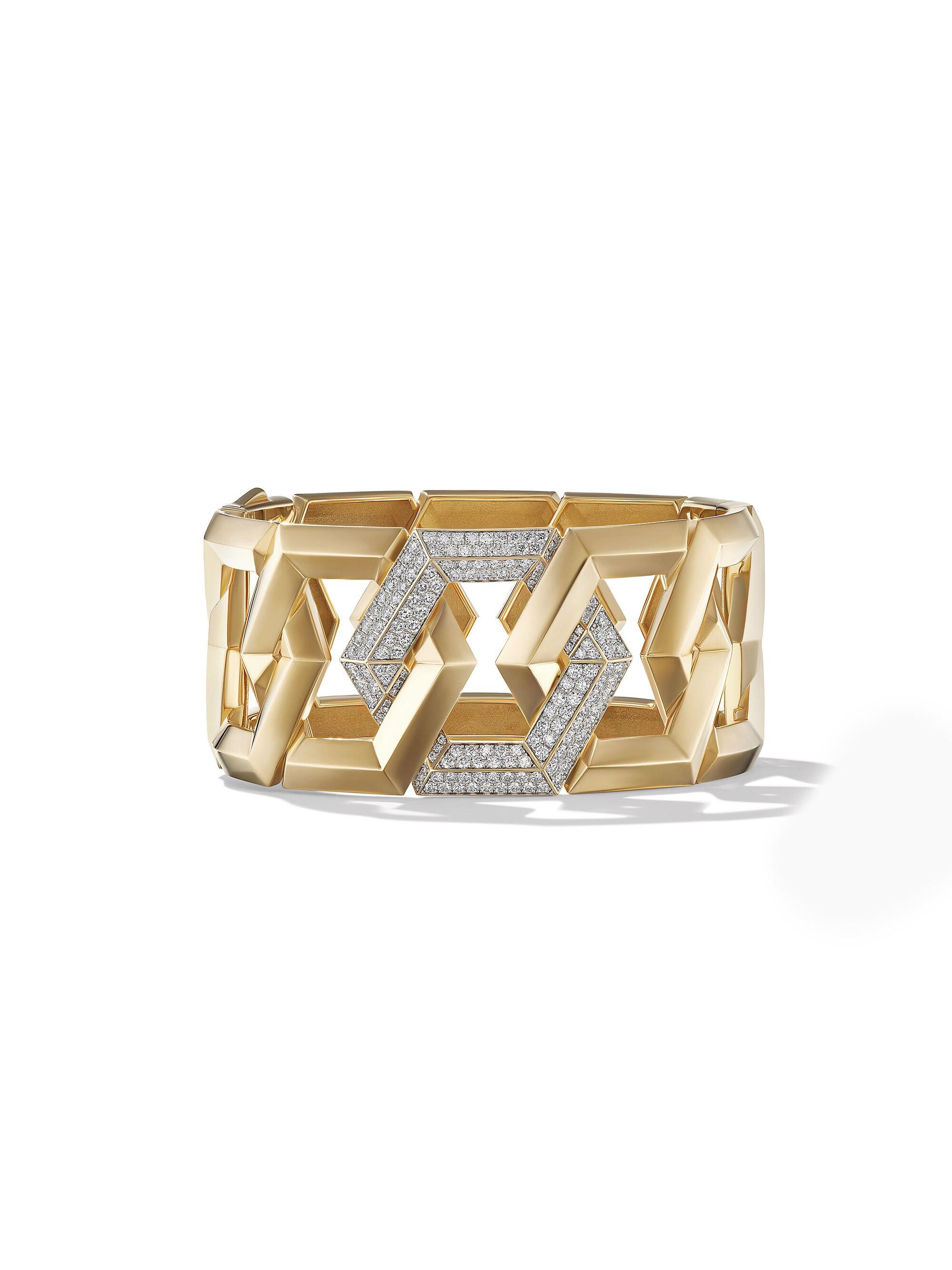 David Yurman Women's Carlyle Bracelet in 18K Yellow Gold - Diamond