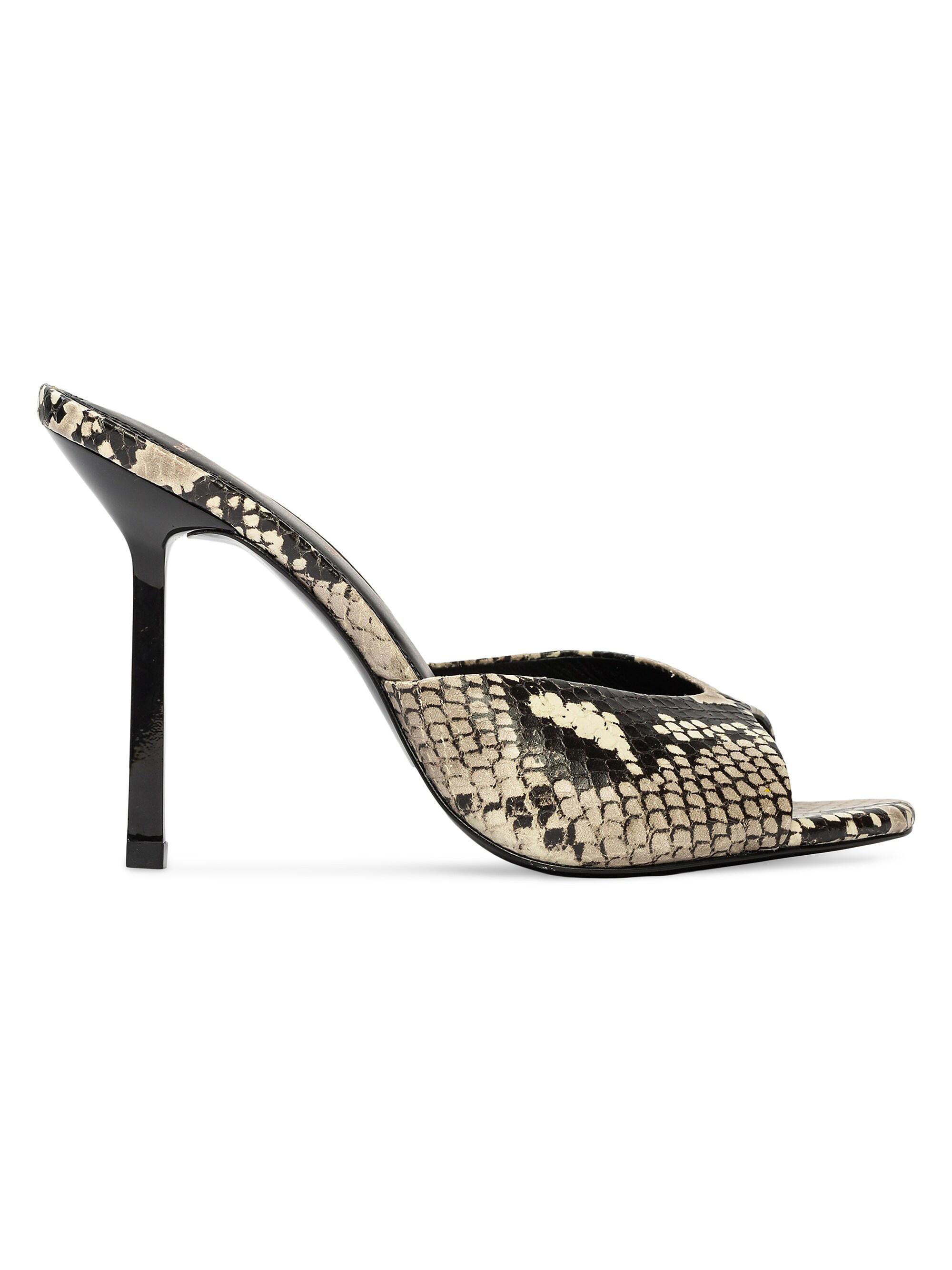 Black Suede Studio Women's Nori 100MM Snake High Heel Mules - Peyote Snake