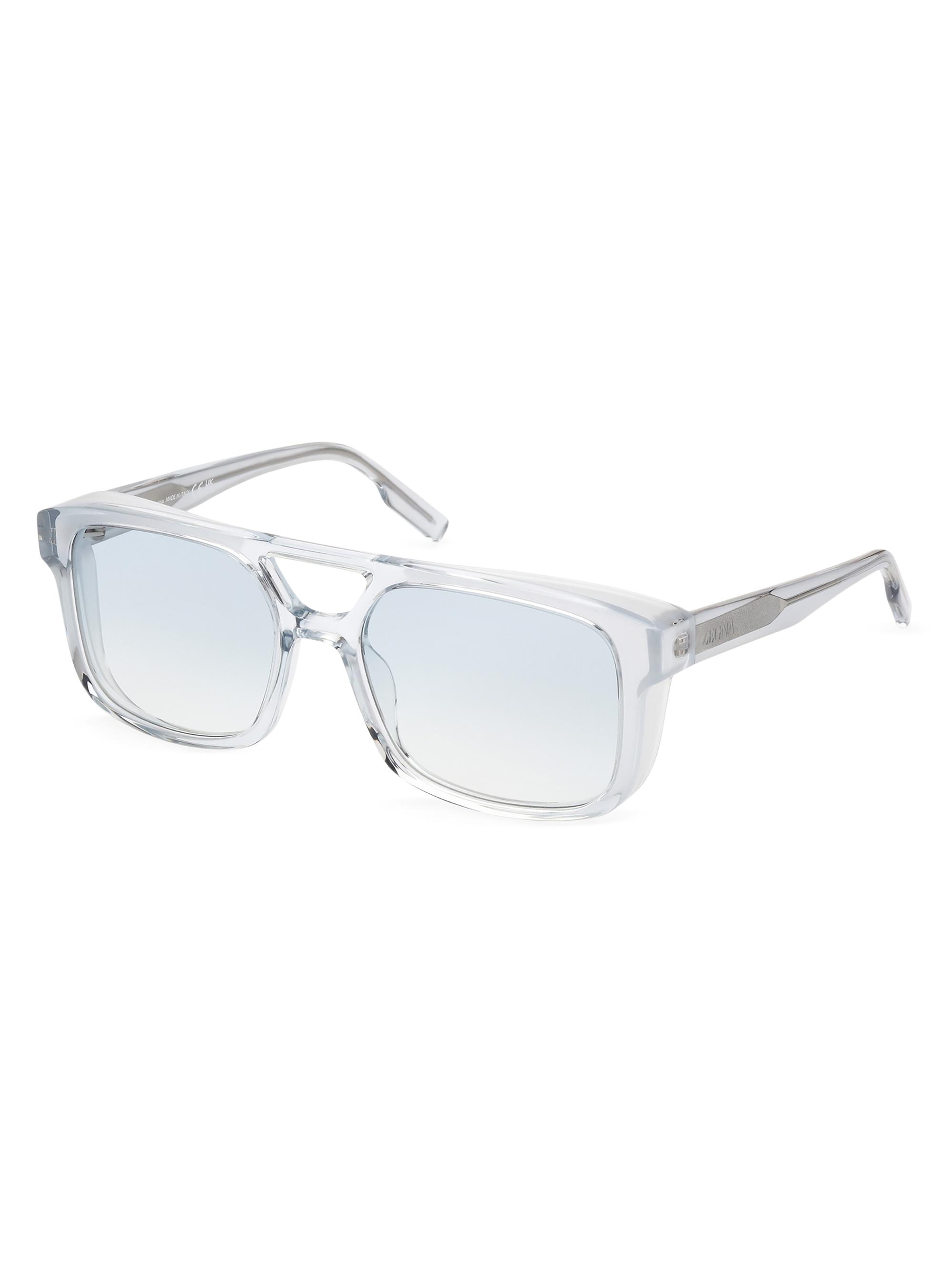 ZEGNA Men's Acetate Navigator Sunglasses - Beige Transparent Beige