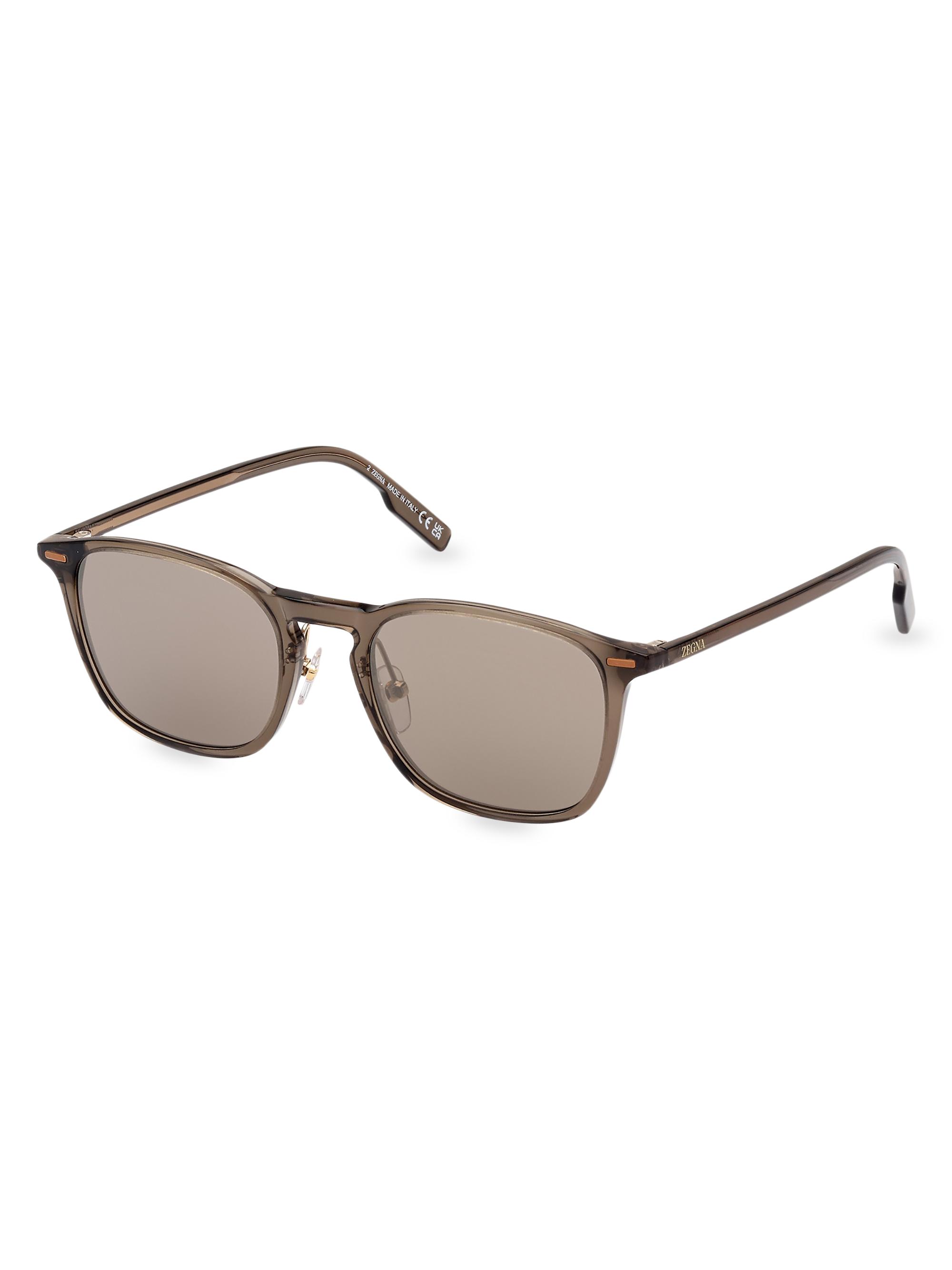 ZEGNA Men's Round Acetate Sunglasses - Light Brown Brown