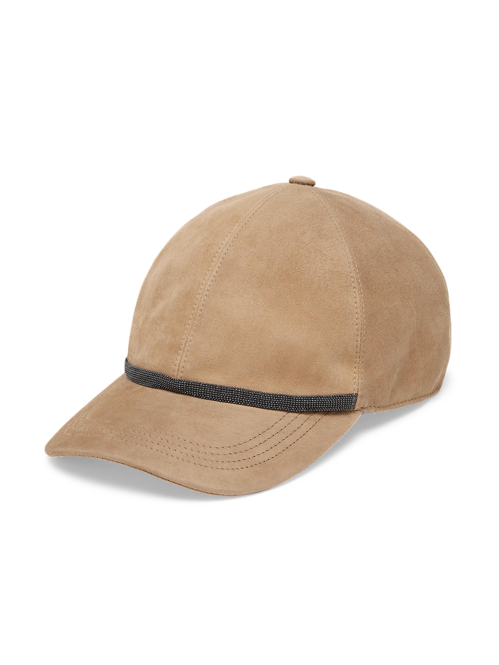 Brunello Cucinelli Women's Suede Baseball Cap with Shiny Trim - Mud