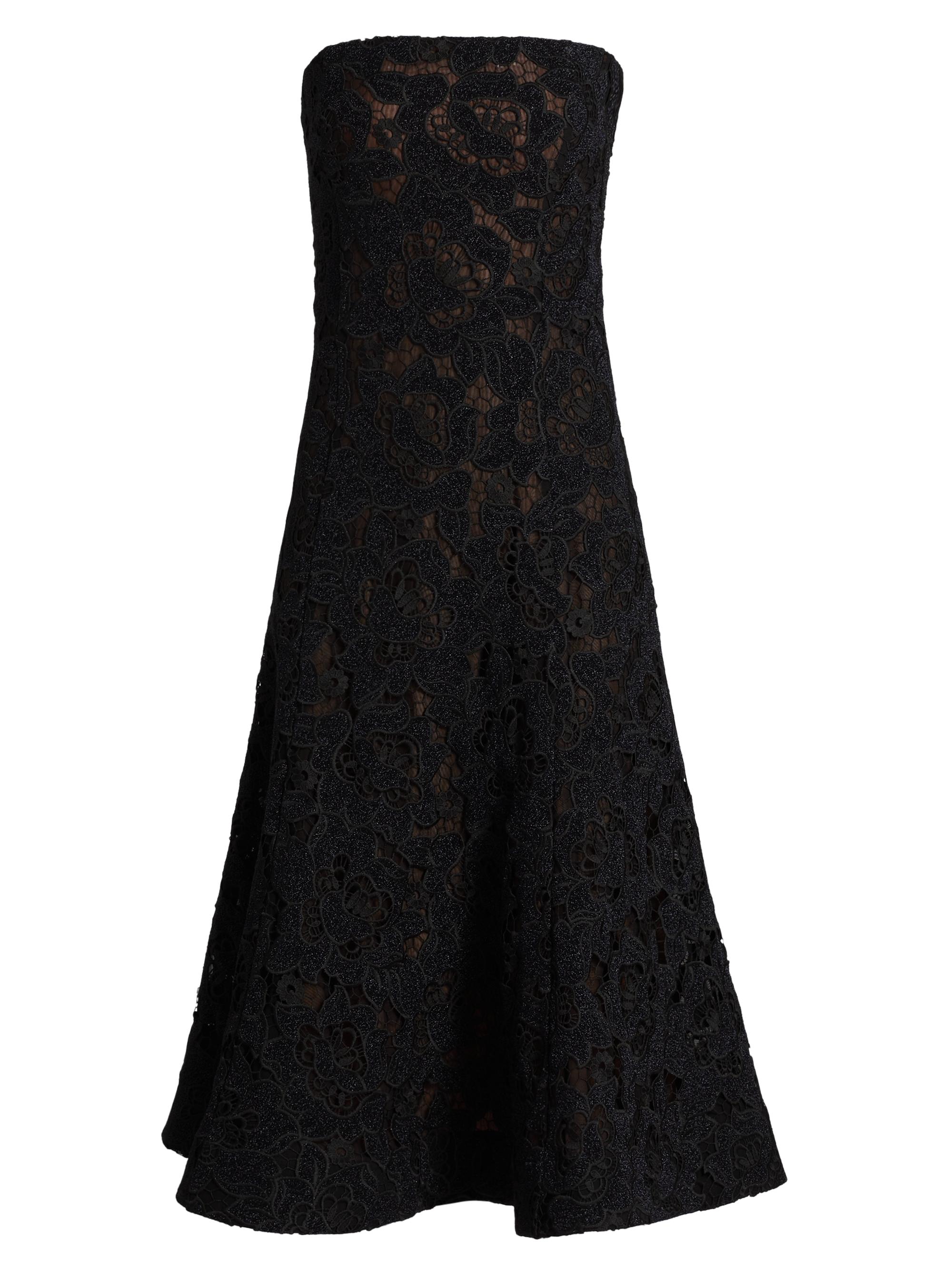 As It May Women's Jules Metallic Lace Bandeau Midi-Dress - Dark Navy
