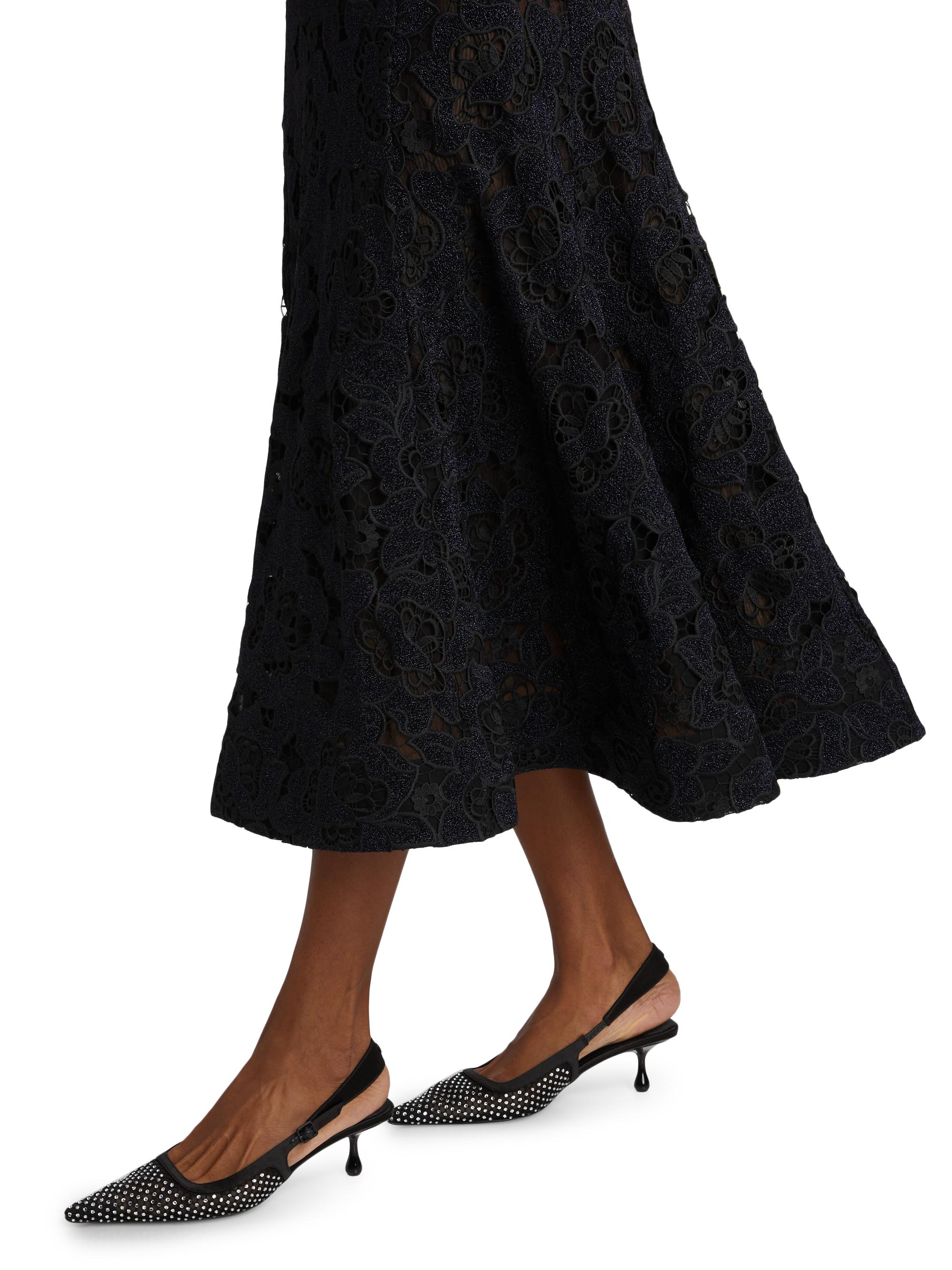 As It May Women's Jules Metallic Lace Bandeau Midi-Dress - Dark Navy - Size Medium
