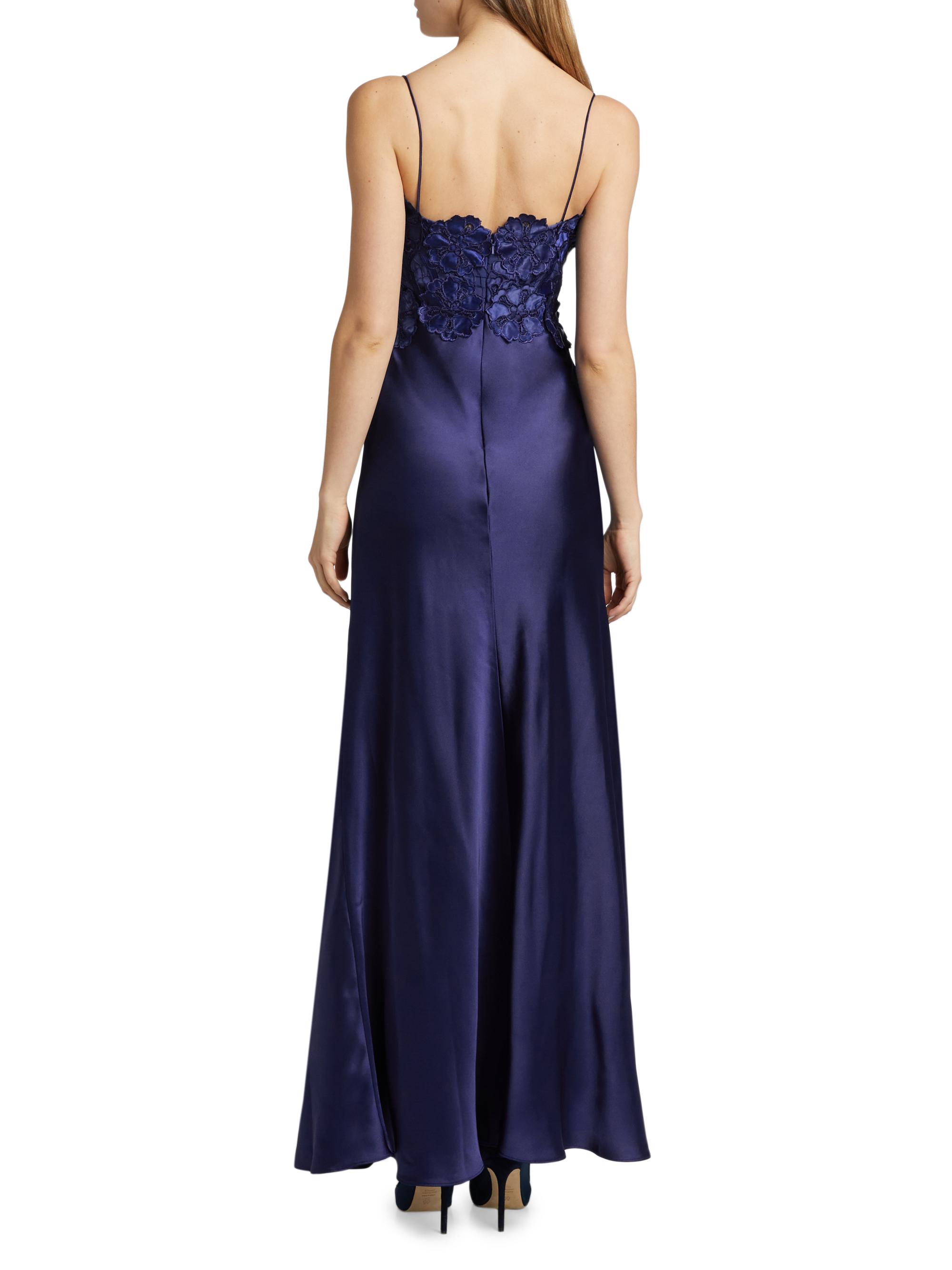 As It May Women's Luella Floral Lace Appliqu Gown - Indigo - Size XL