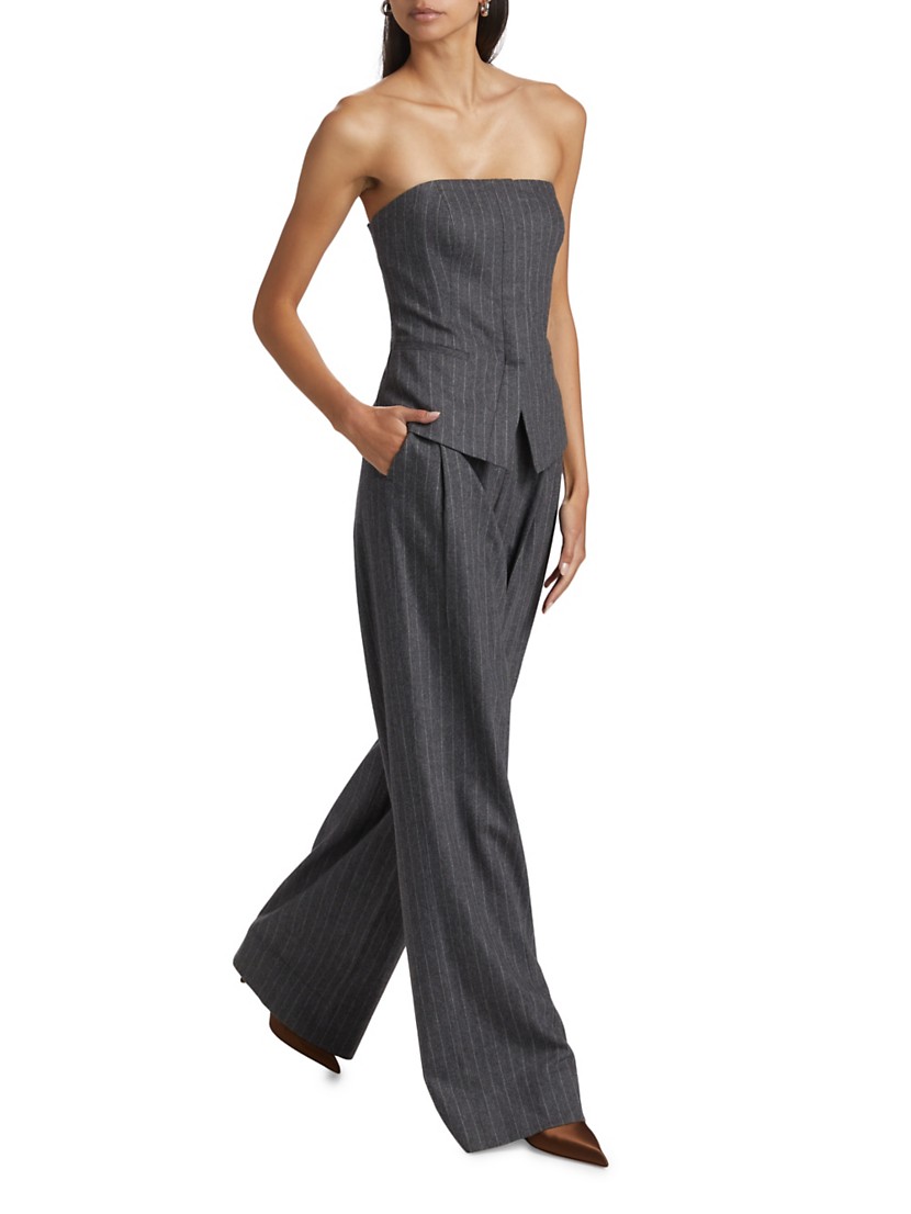 Shop A.L.C. Charles Pinstriped Wool-Blend Wide-Leg Pants Shop A.L.C. Charles Pinstriped Wool-Blend Wide-Leg Pants