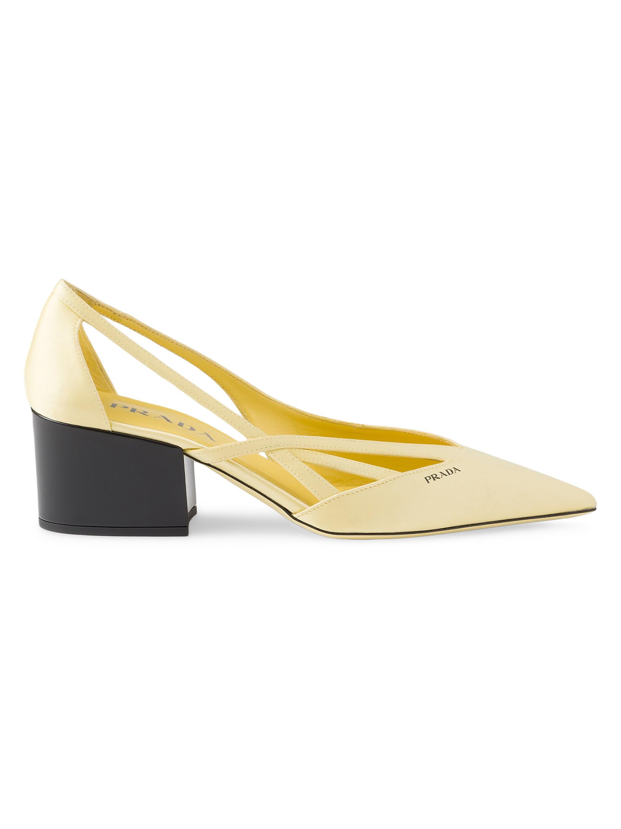 Prada Women's Satin Cut-Out Pumps - Yellow