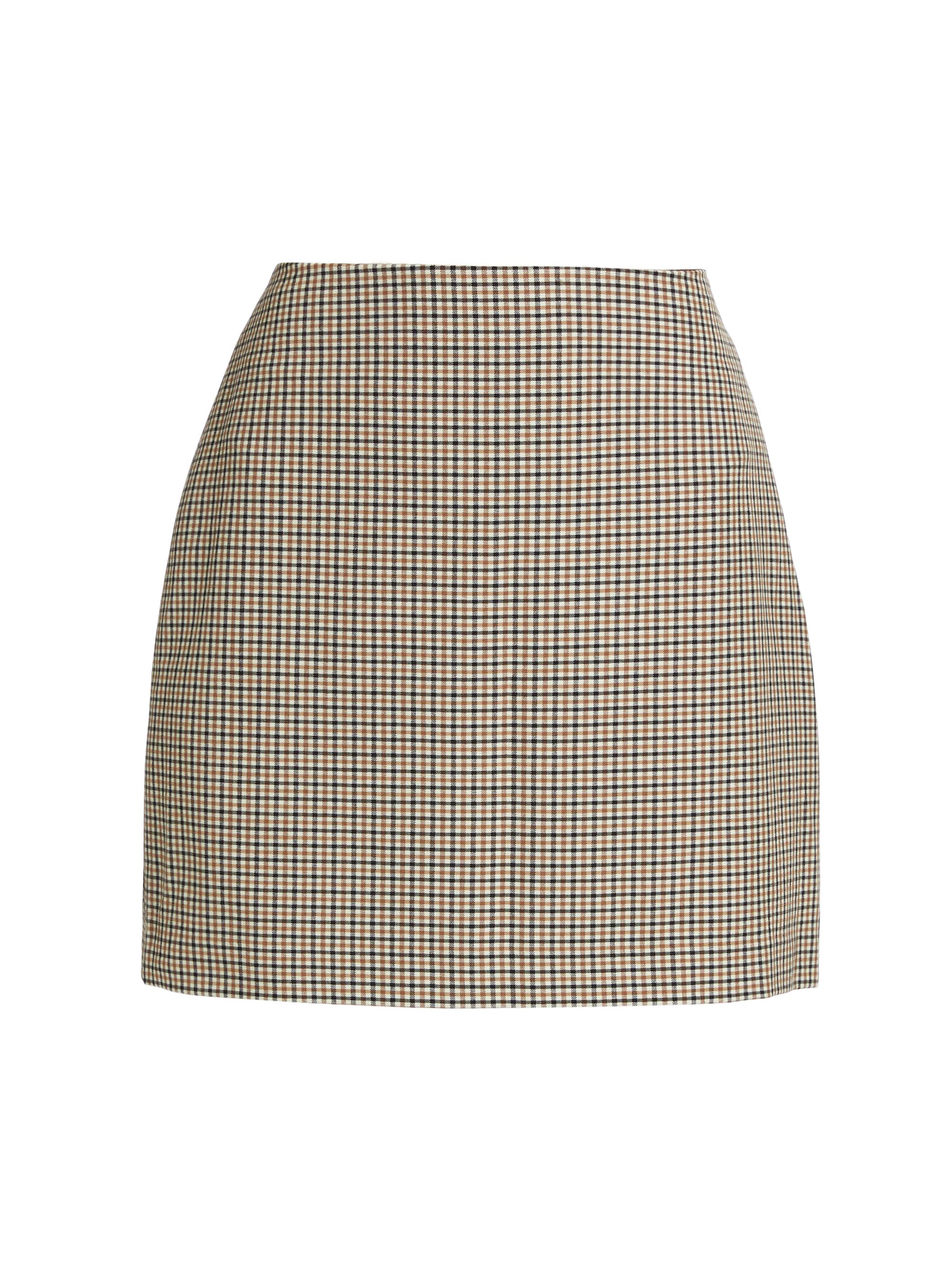 Toccin Women's Maris Plaid Miniskirt - Camel Multi