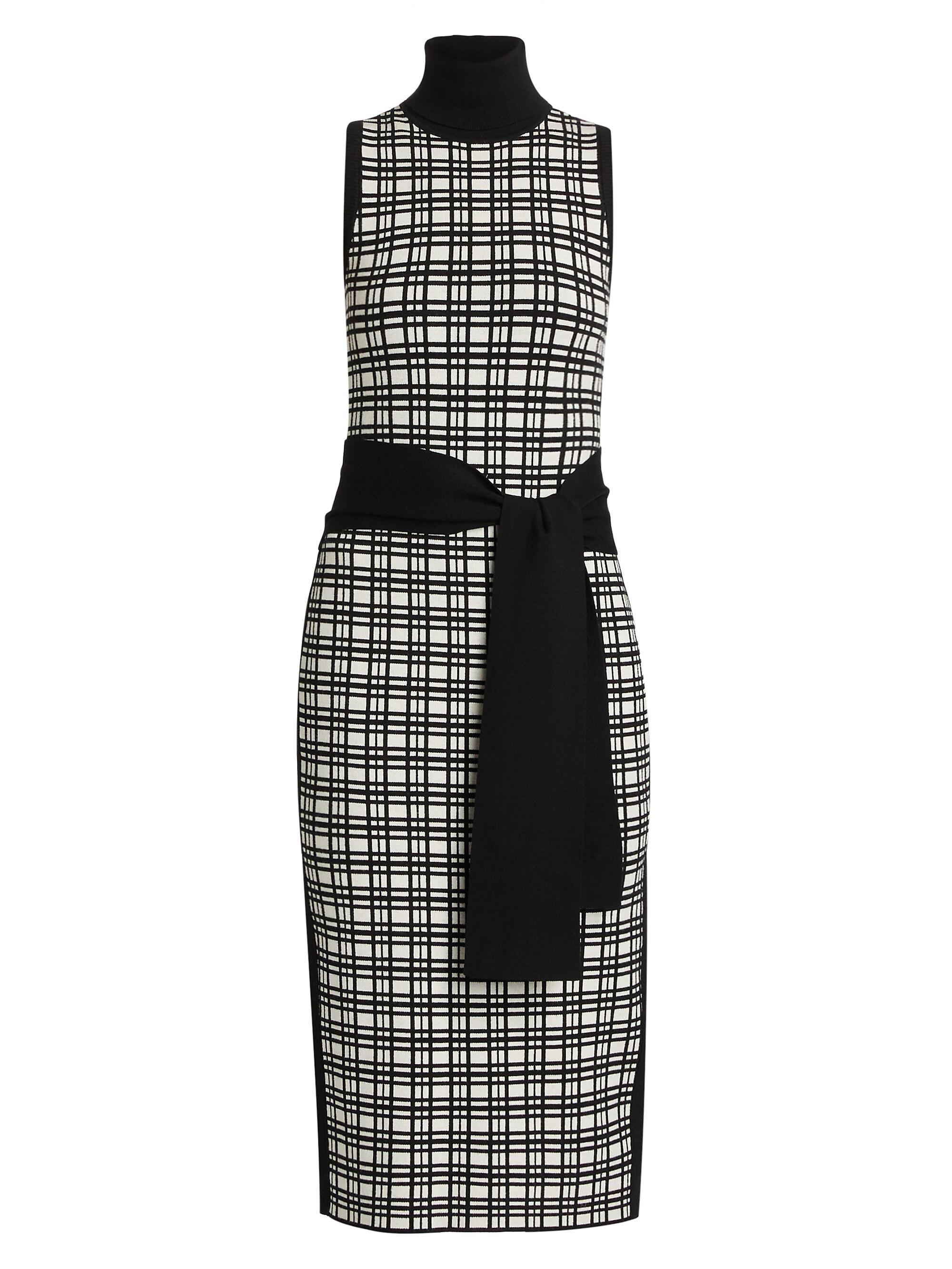 Toccin Women's Peggy Windowpane Knit Sleeveless Midi-Dress -  Jet Plaid