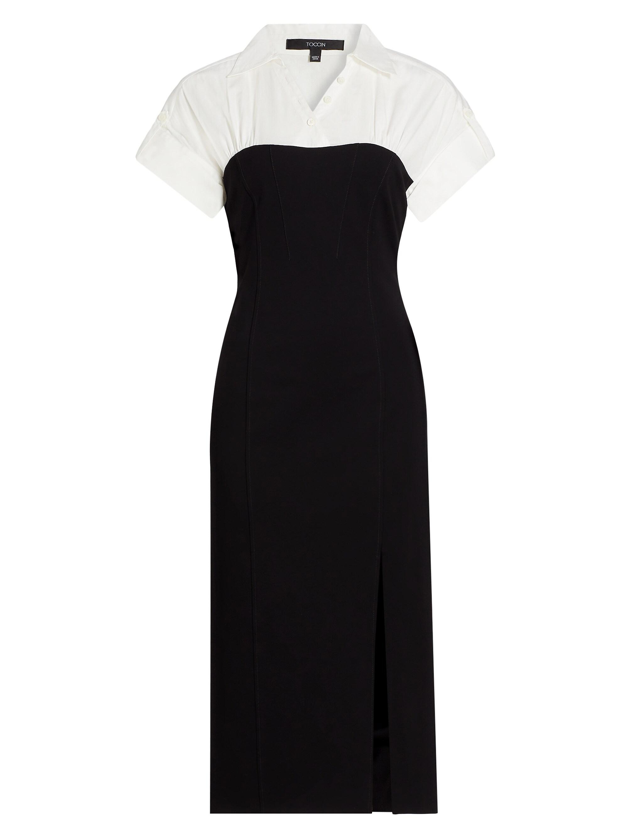 Toccin Women's Jasmine Cotton-Blend Short-Sleeve Midi-Dress - Jet Optic