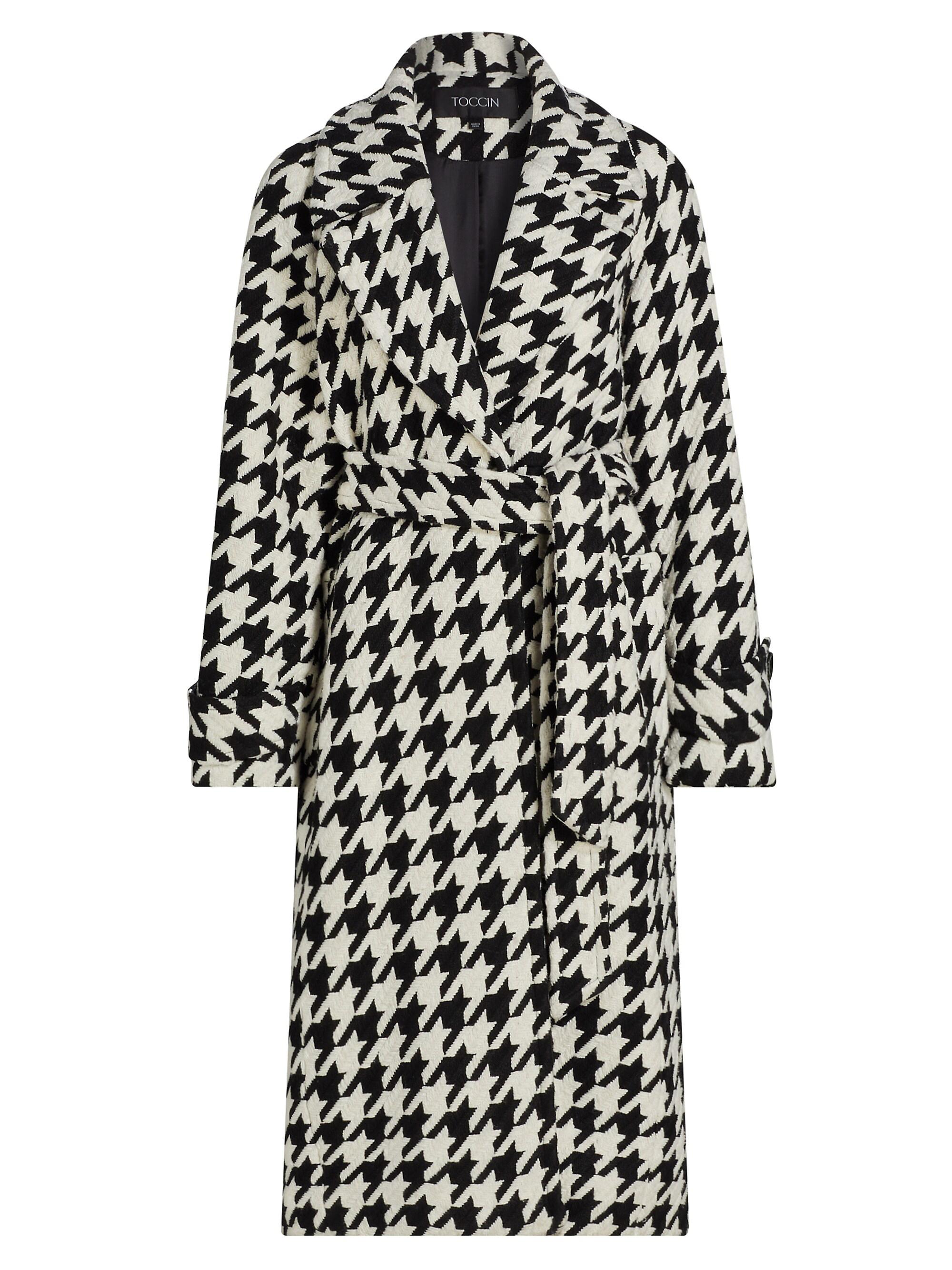 Toccin Women's Brandy Houndstooth Belted Coat - Jet Optic