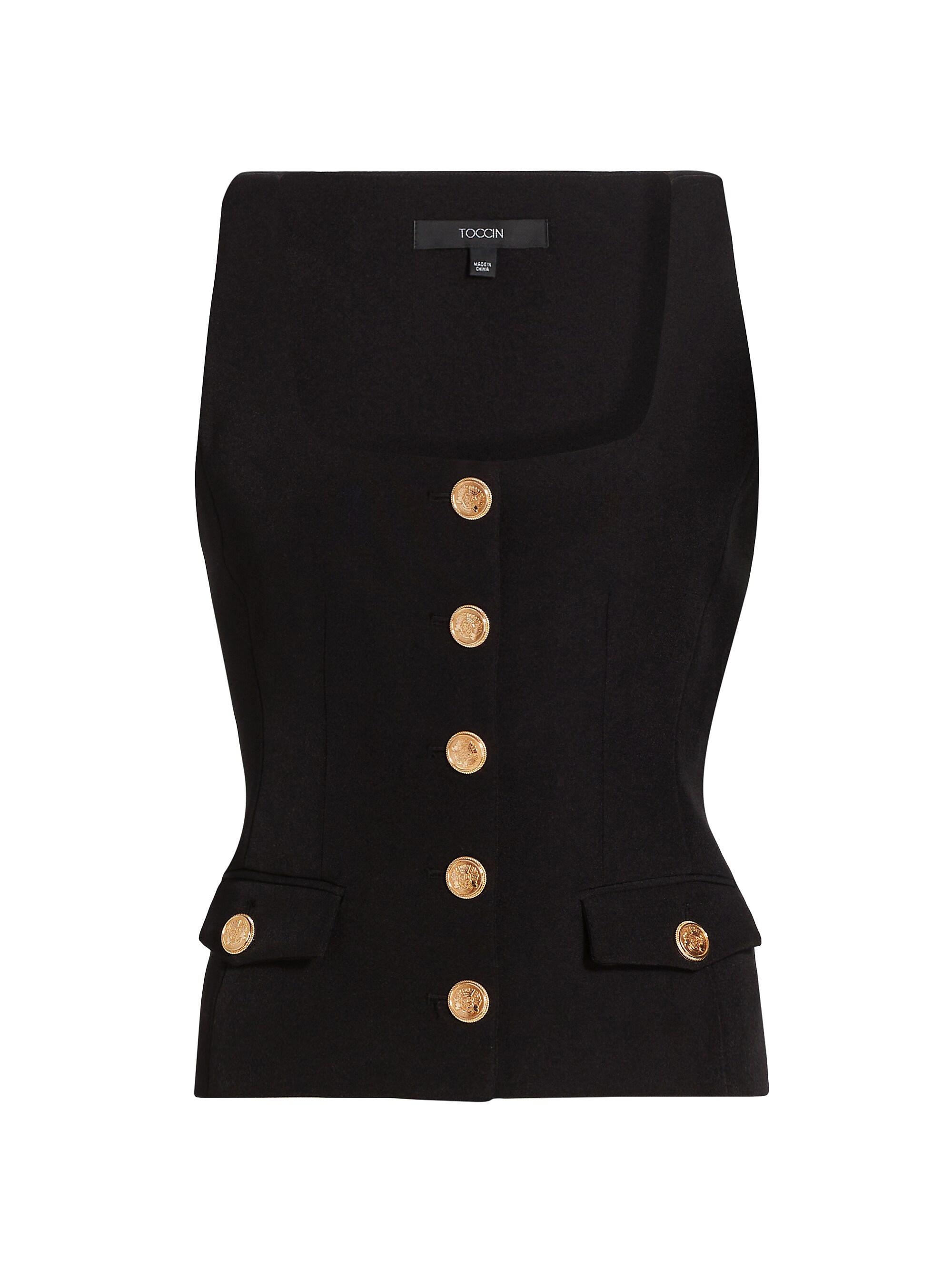 Toccin Women's Georgia Scoopneck Button-Up Top - Jet