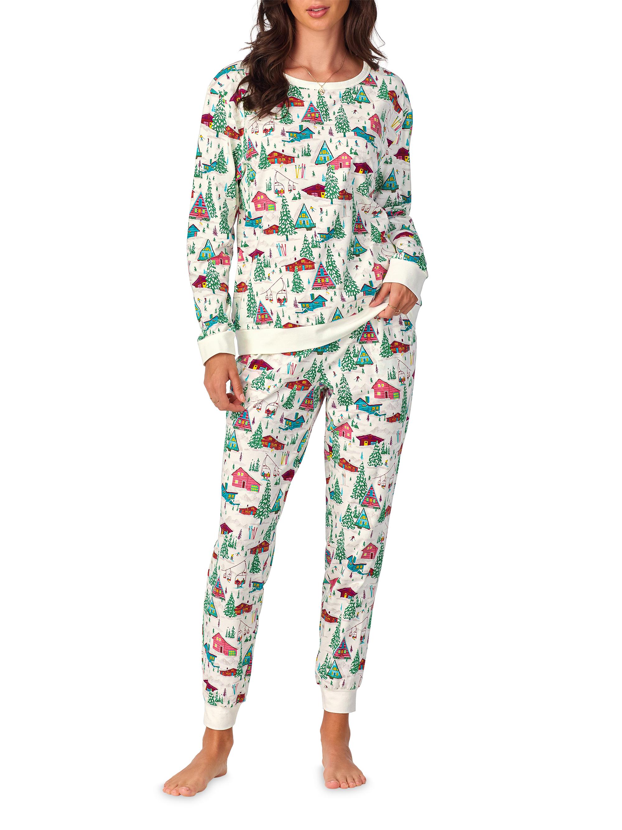 BedHead Pajamas Women's Printed Crewneck Long Pajamas - Alpine Cabins