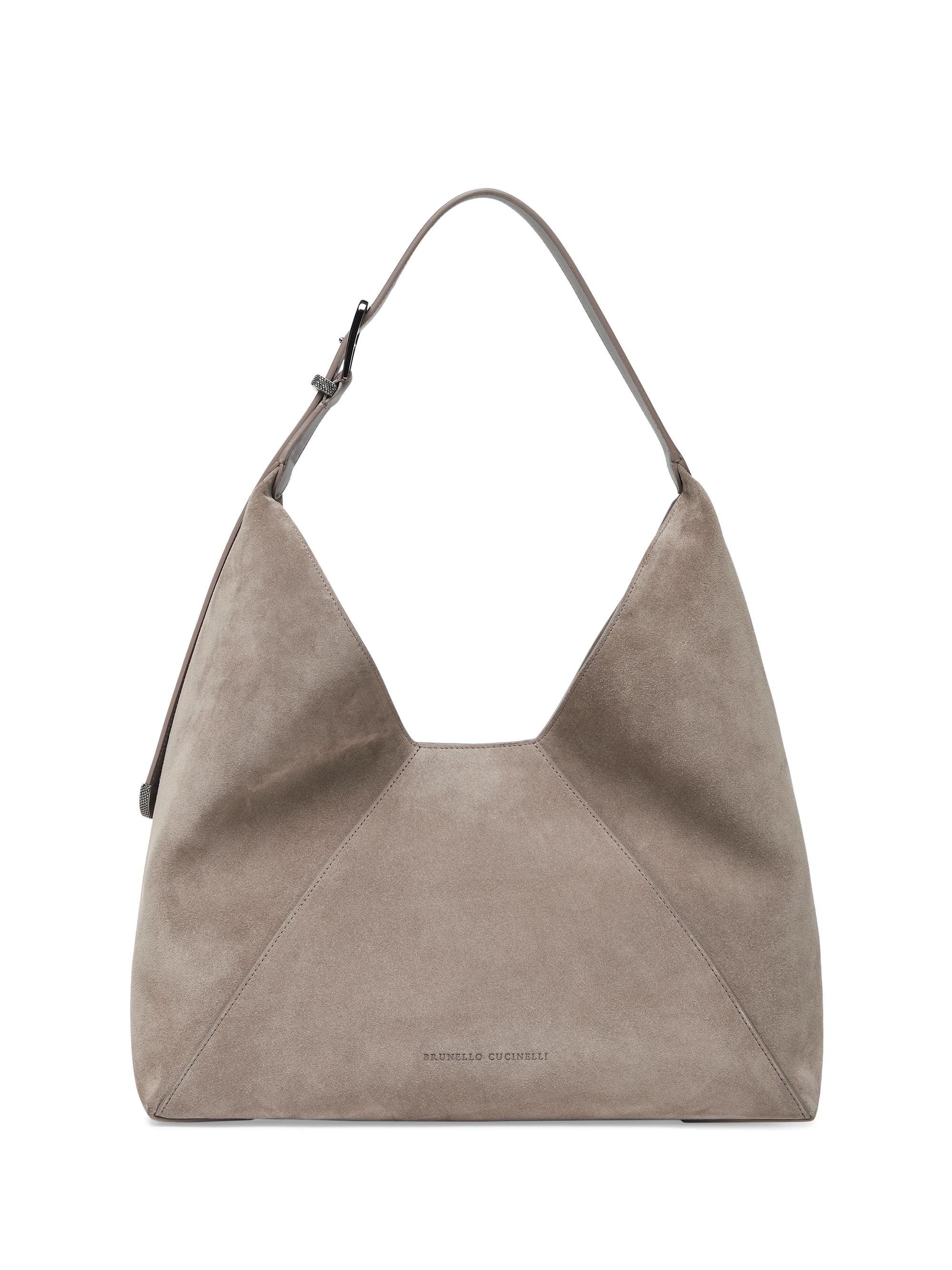 Brunello Cucinelli Women's Sueded Calfskin Hobo Bag - Dark Grey