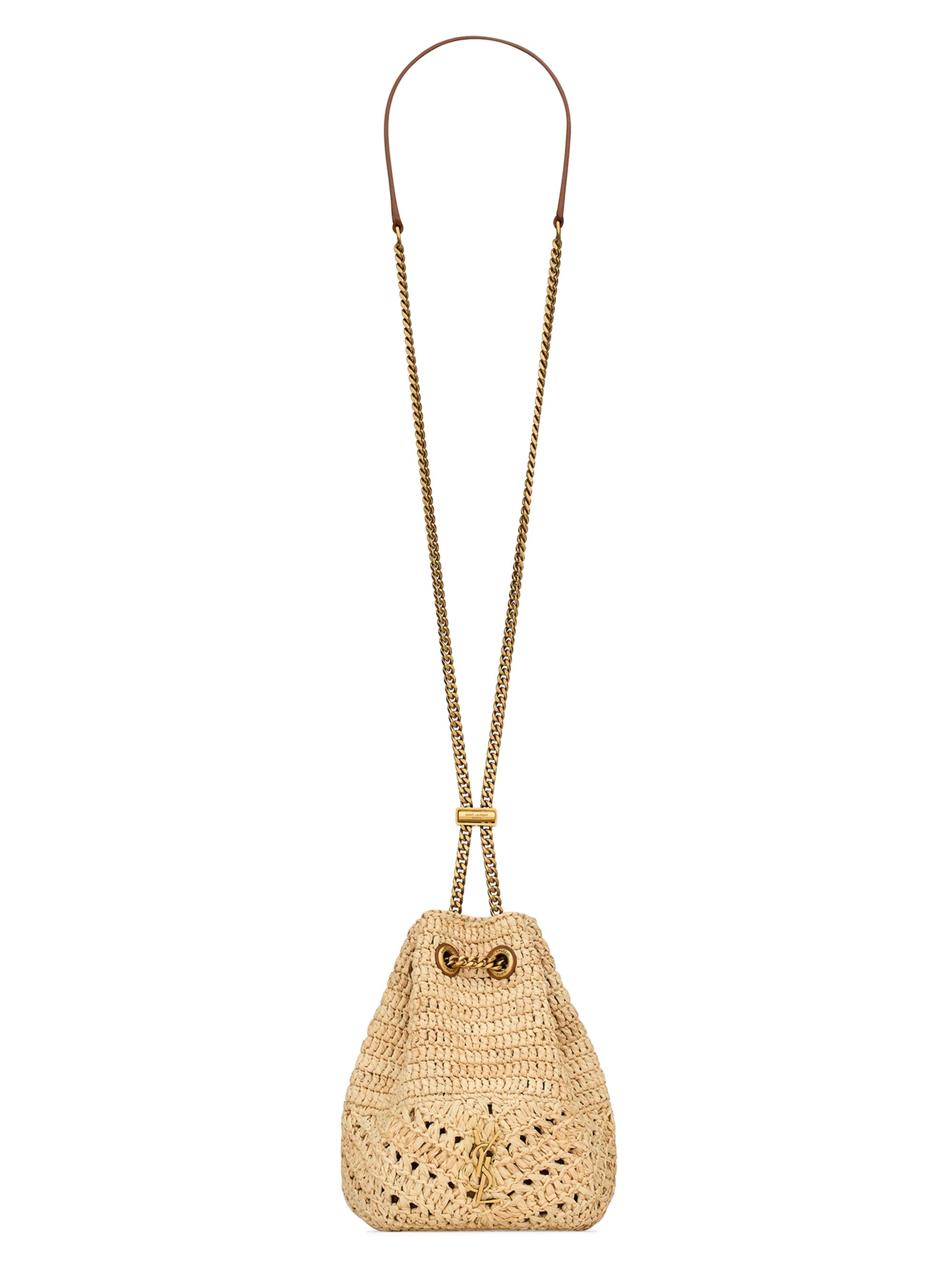 Saint Laurent Women's Mini Joe Bucket Bag in Raffia - Natural