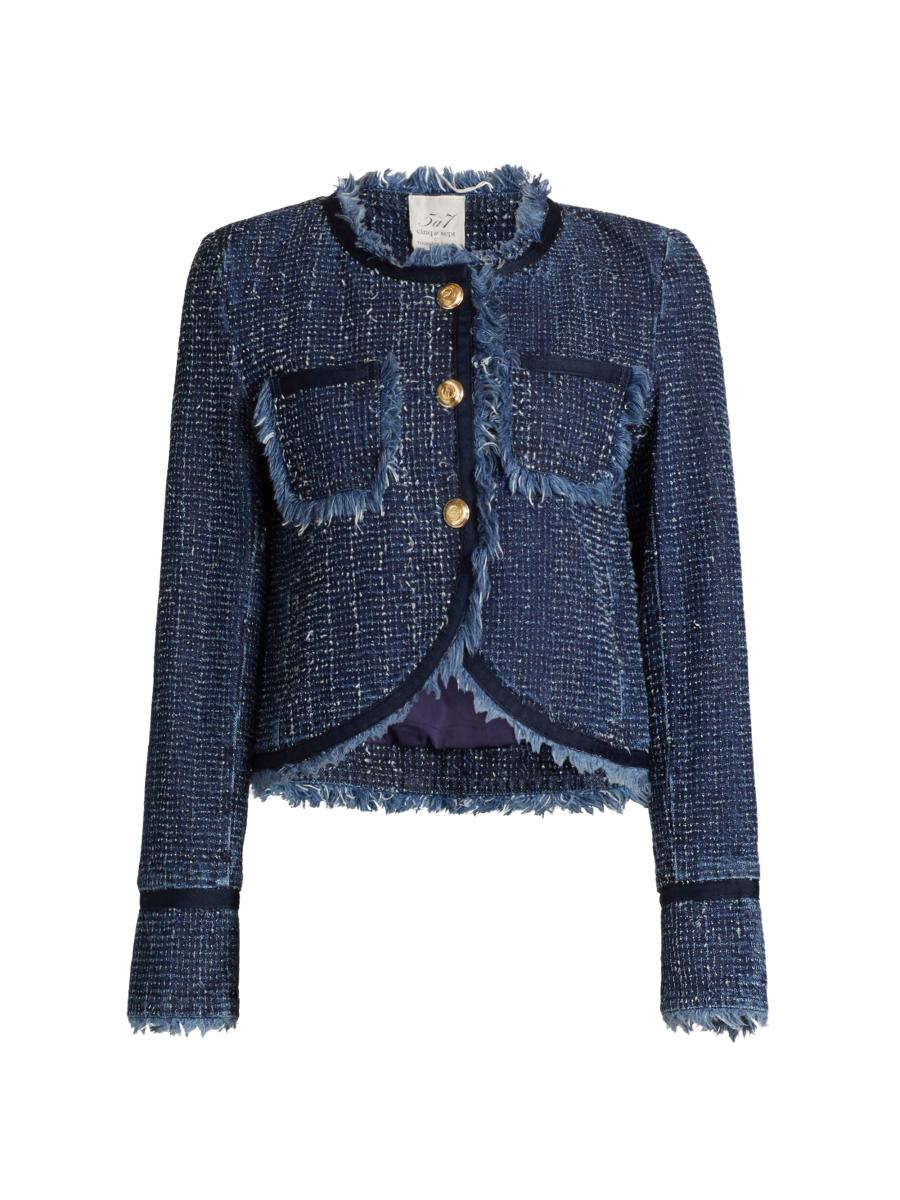 Cinq à Sept Denim Bouclé Tailored Jacket | Saks Fifth Avenue