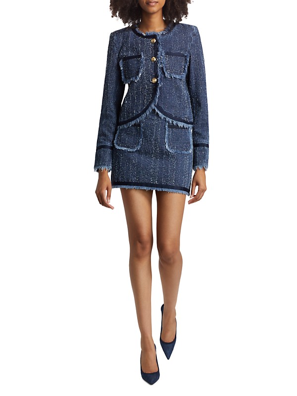 Shop Cinq à Sept Denim Bouclé Tailored Jacket | Saks Fifth Shop Cinq à Sept Denim Bouclé Tailored Jacket | Saks Fifth