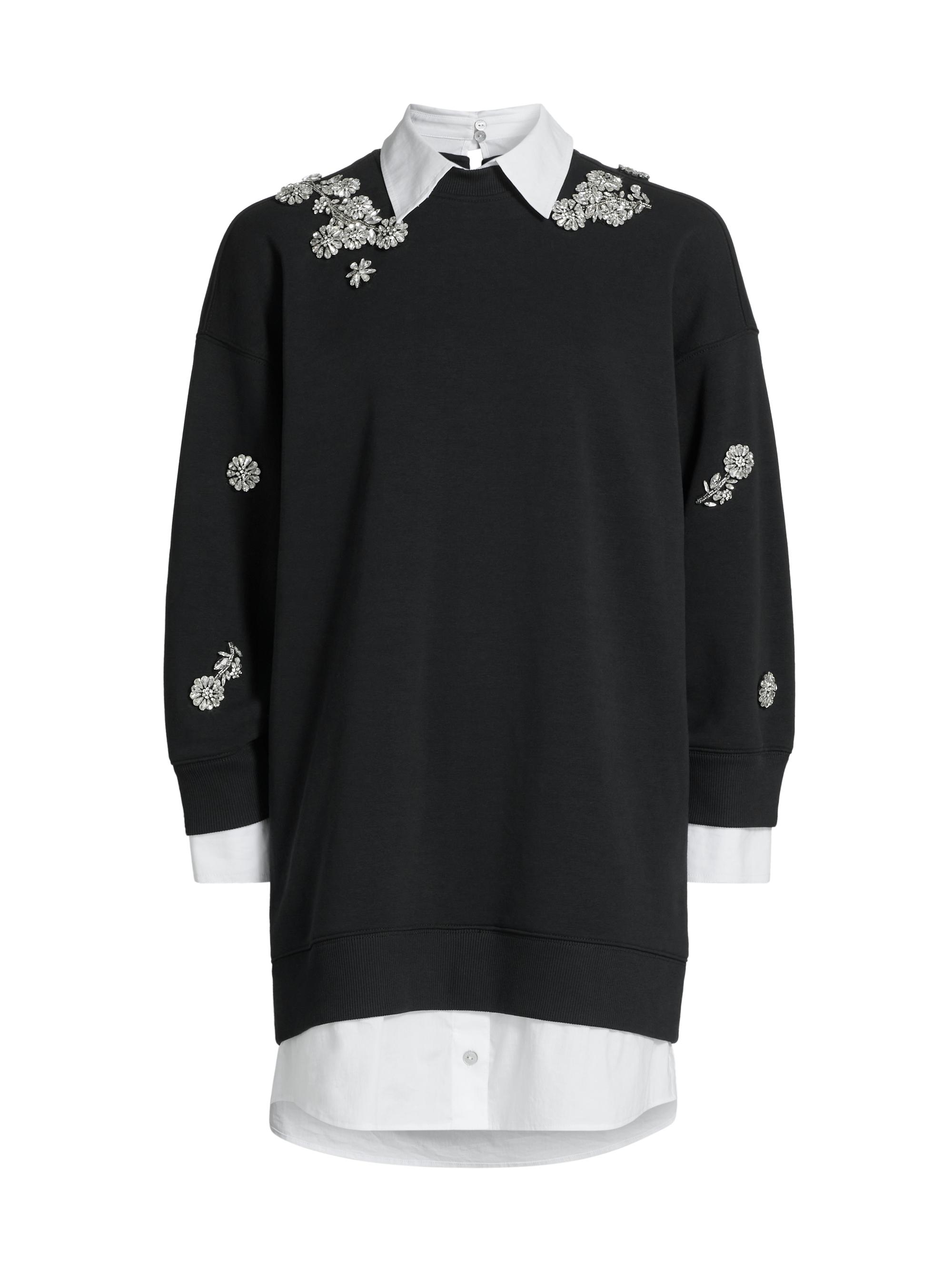 CINQ A SEPT Women's Crystal Chrysanthemum Justina Dress - Black White