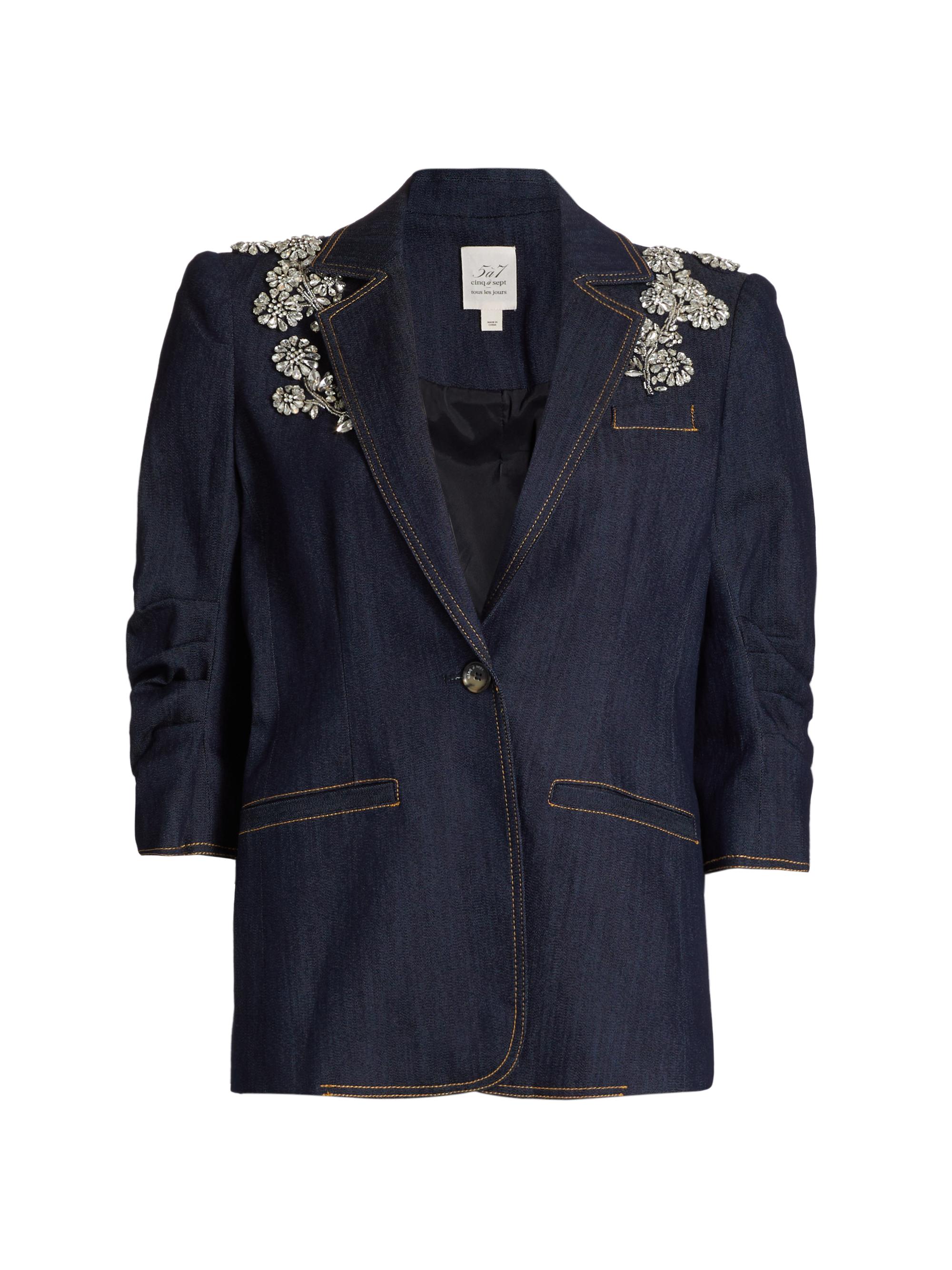 CINQ A SEPT Women's Crystal Chrysanthemum Khloe Blazer - Indigo