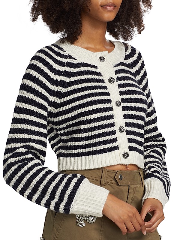 Shop Cinq à Sept Millie Shaker Striped Cardigan | Saks Fifth Shop Cinq à Sept Millie Shaker Striped Cardigan | Saks Fifth