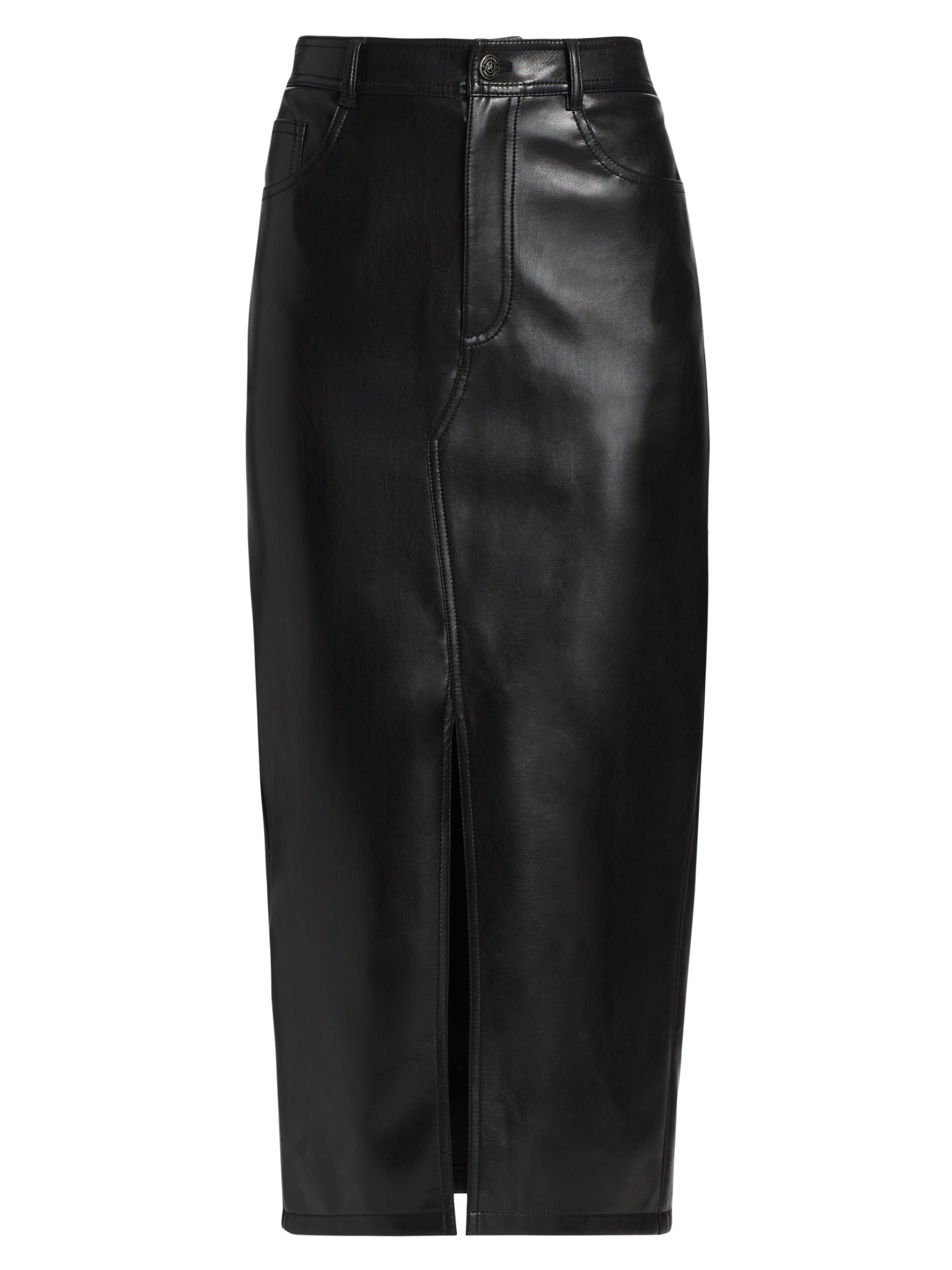 CINQ A SEPT Women's Tana Faux Leather Midi-Skirt - Black