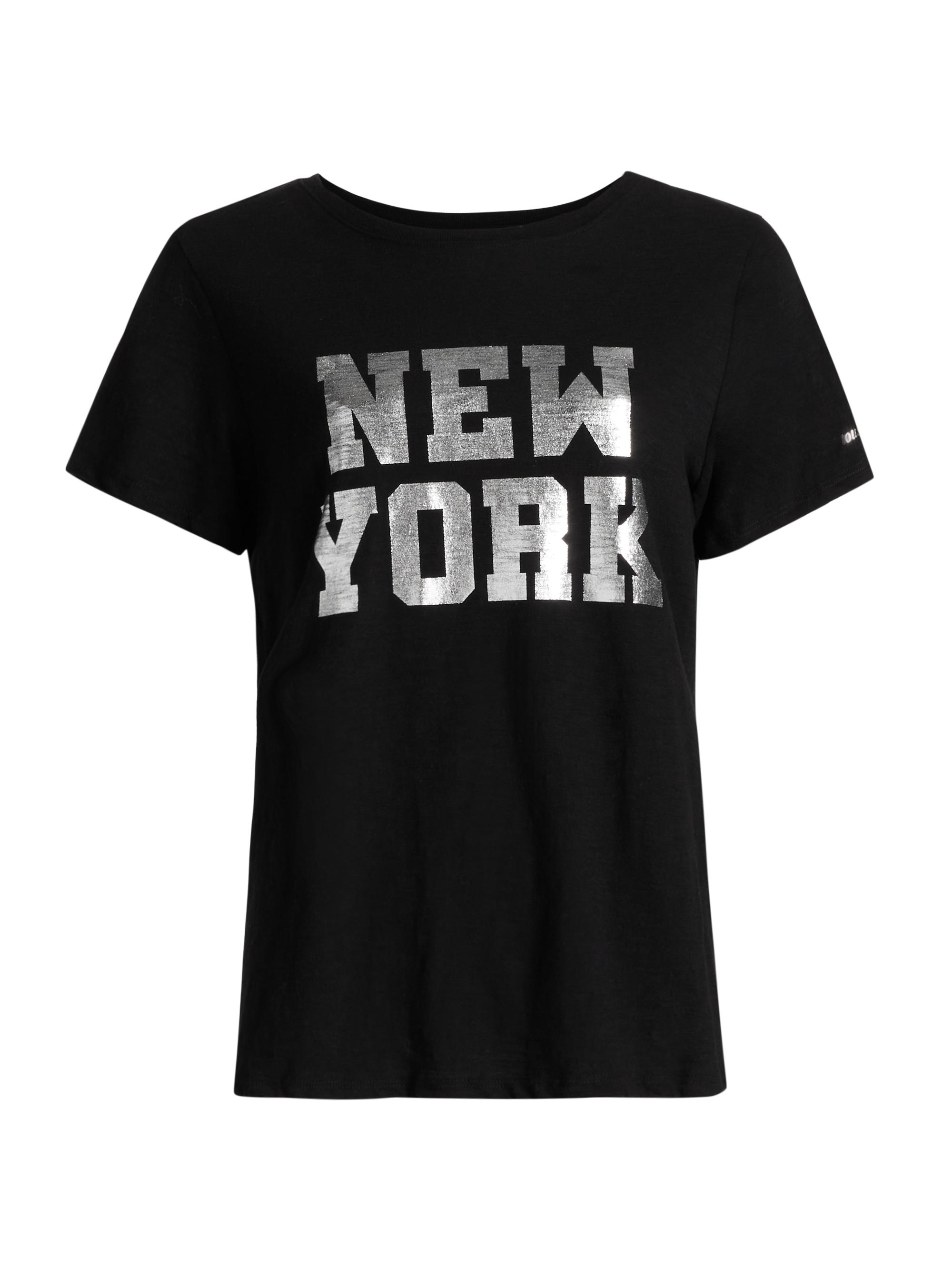 CINQ A SEPT Women's Paris New York Foiled T-Shirt - Black Silver