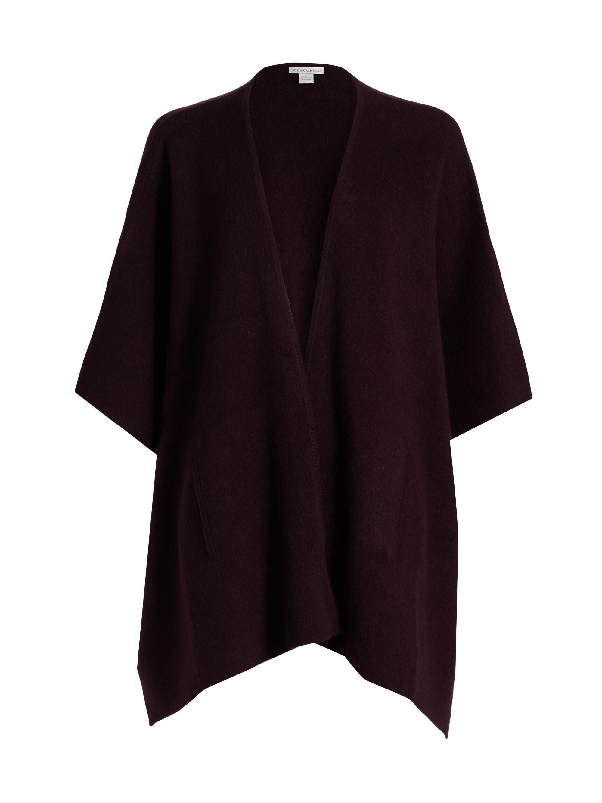 Sofia Cashmere Women's Cashmere Double-Knit Cape - Fig