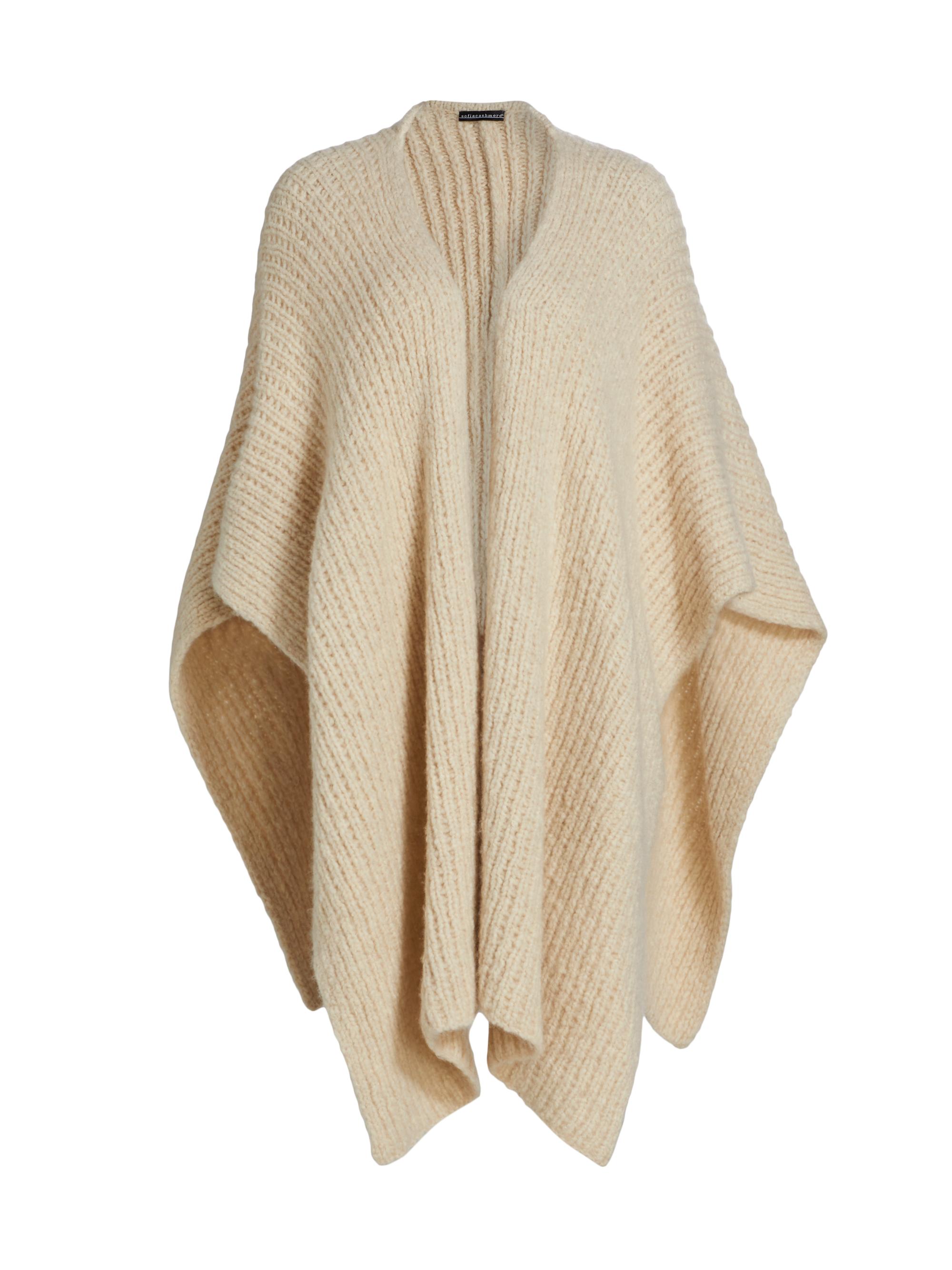 Sofia Cashmere Women's Cashmere-Silk Chunky Knit Cape - Oat