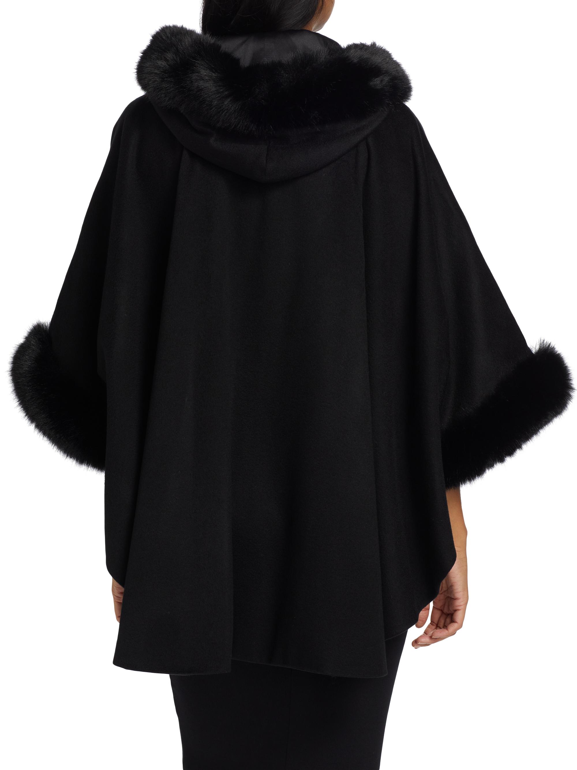 Sofia Cashmere Whipstitch Faux-Fur Hooded Cape | Saks Fifth Avenue