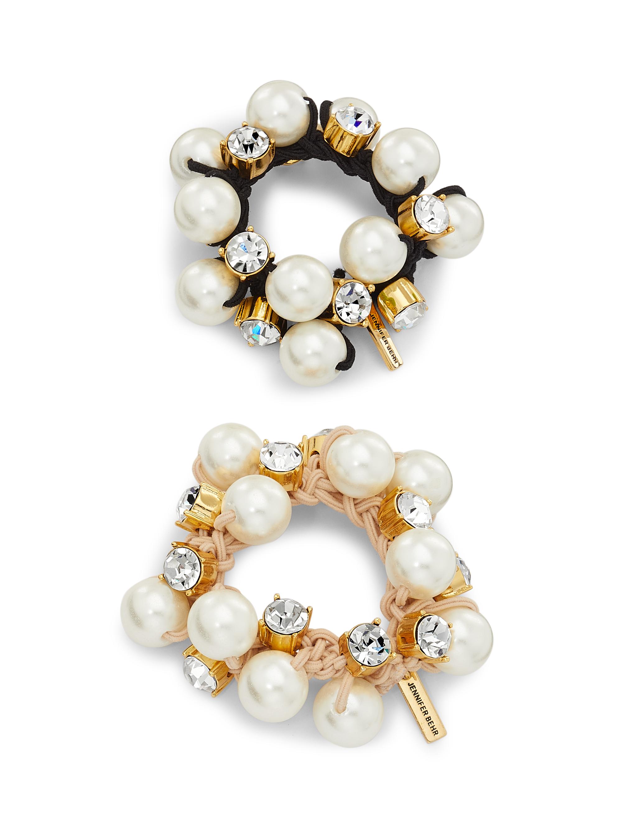 Jennifer Behr Women's Perley Scrunchie Set - Crystal Pearl