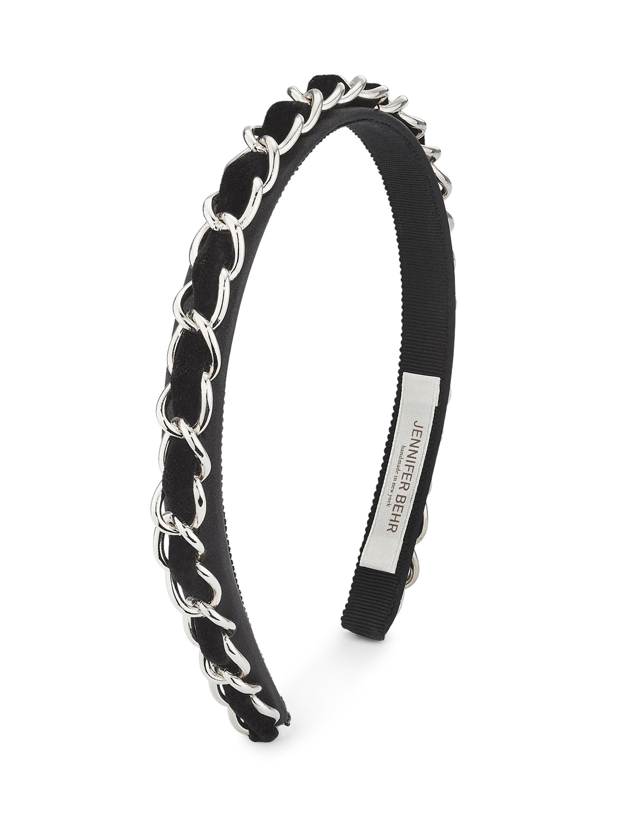 Jennifer Behr Women's Kason Satin Chain Headband - Black Silver