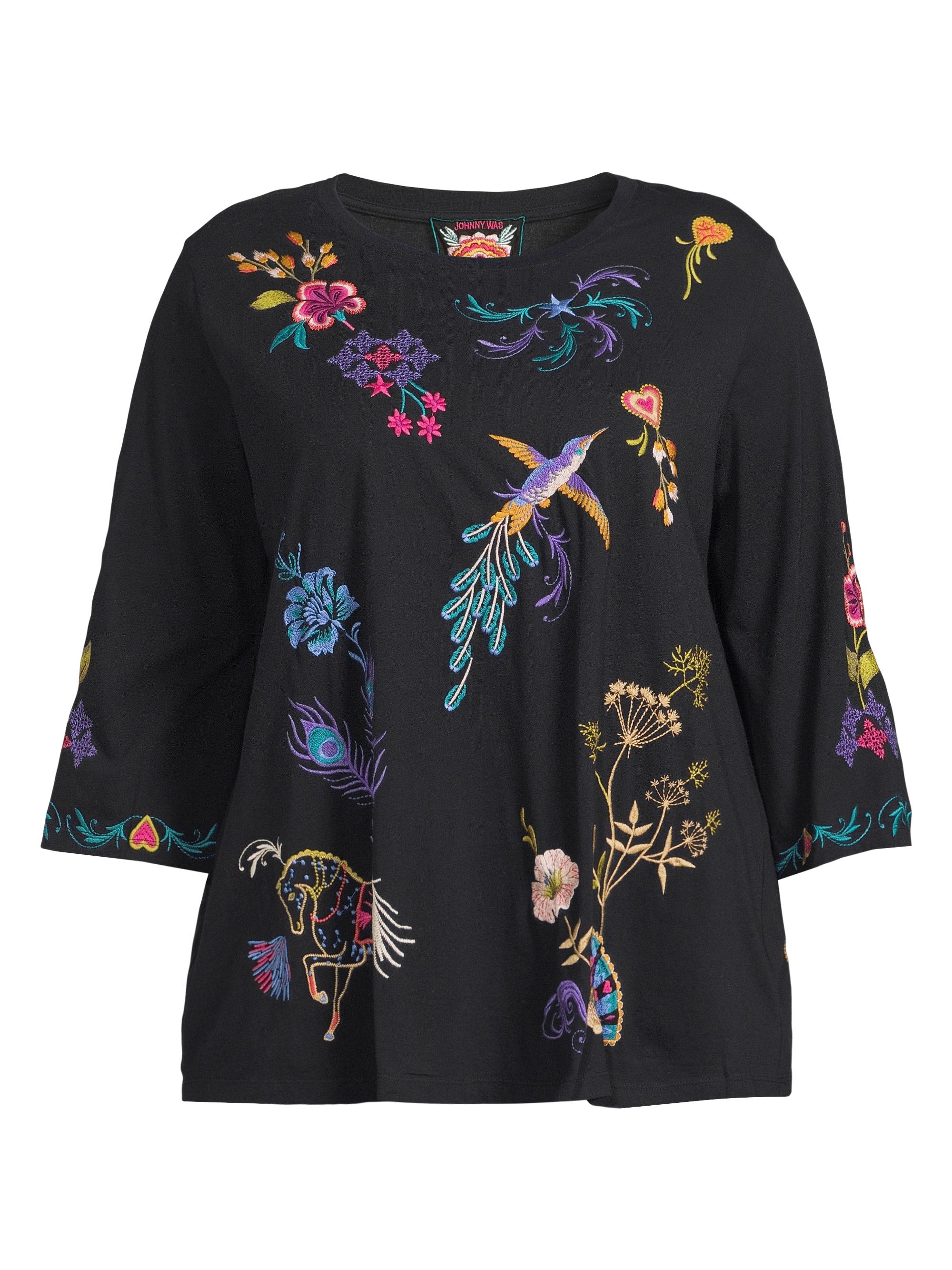 Johnny Was Women's Ariela Boxy Knit T-Shirt - Black