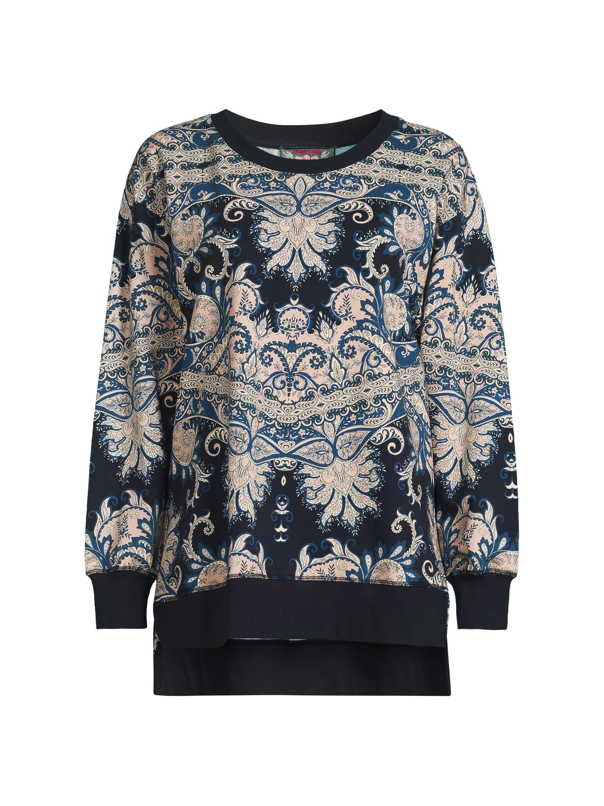 Johnny Was Women's Roman Paisley Crewneck Sweatshirt - Roman Paisey Scarf Print