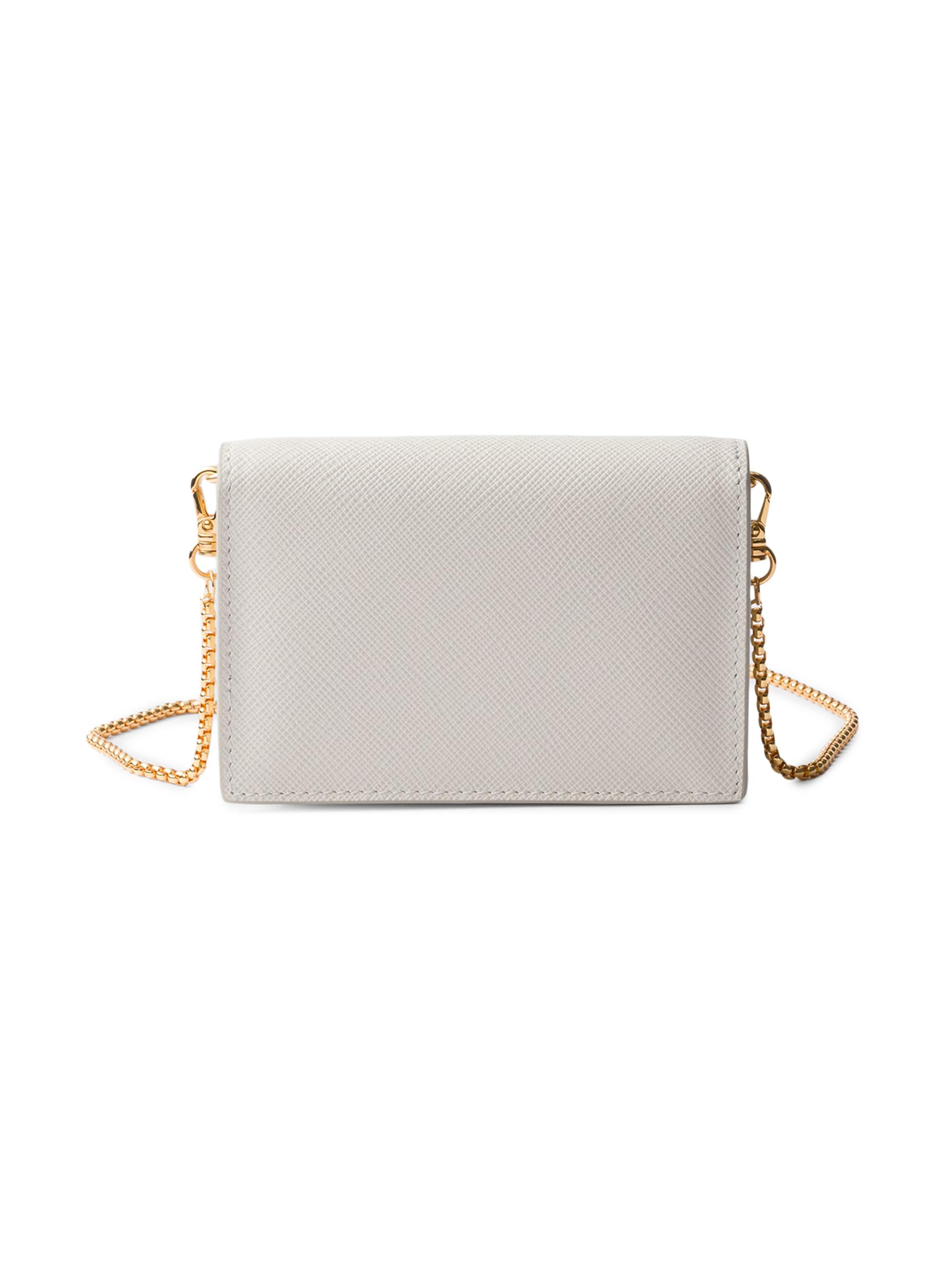 Prada Saffiano Leather Card Holder with Shoulder Strap | Saks