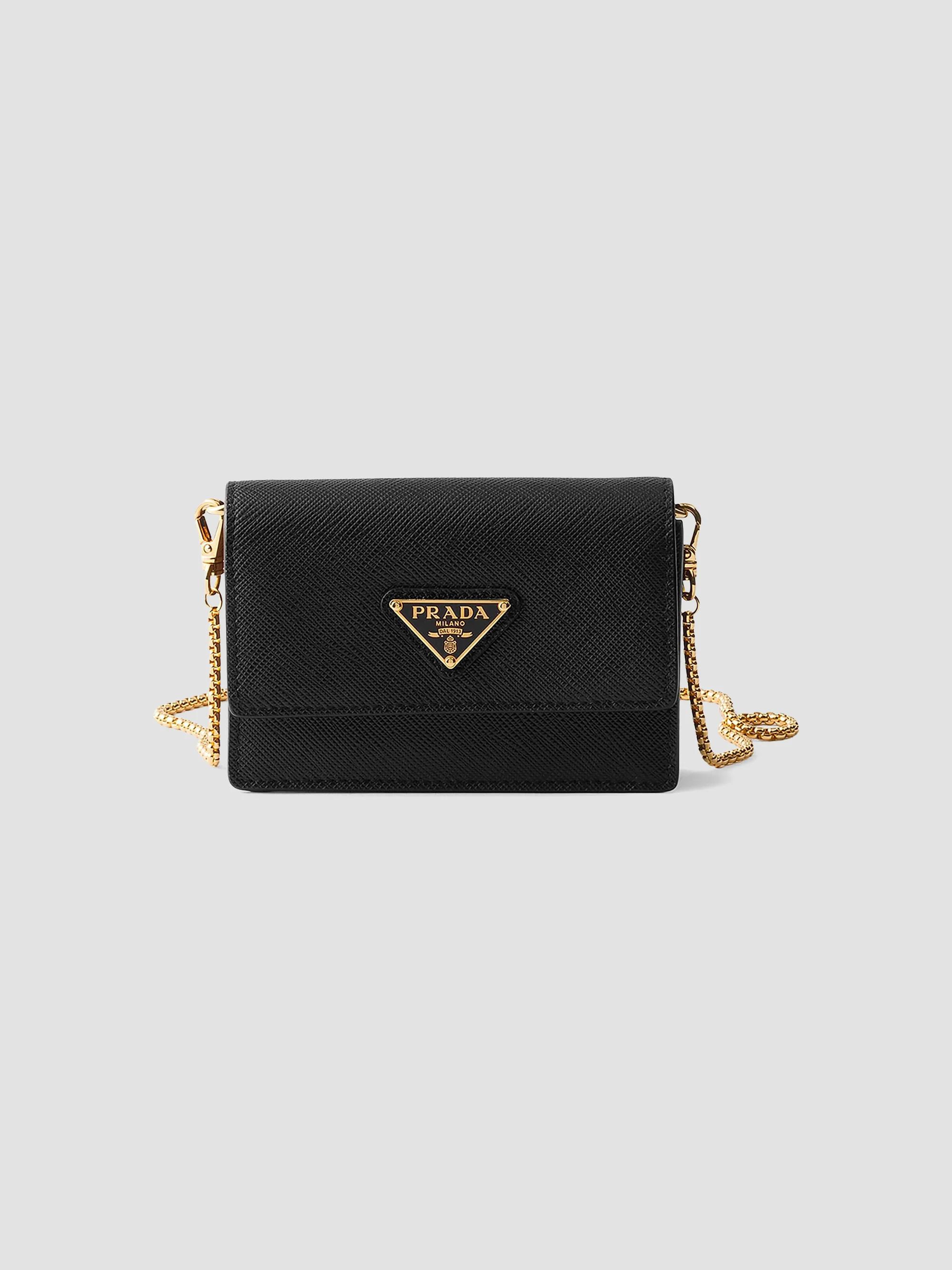 PRADA ウォレットショルダーバッグ Prada Saffiano Leather Card Holder with Shoulder Strap | Saks